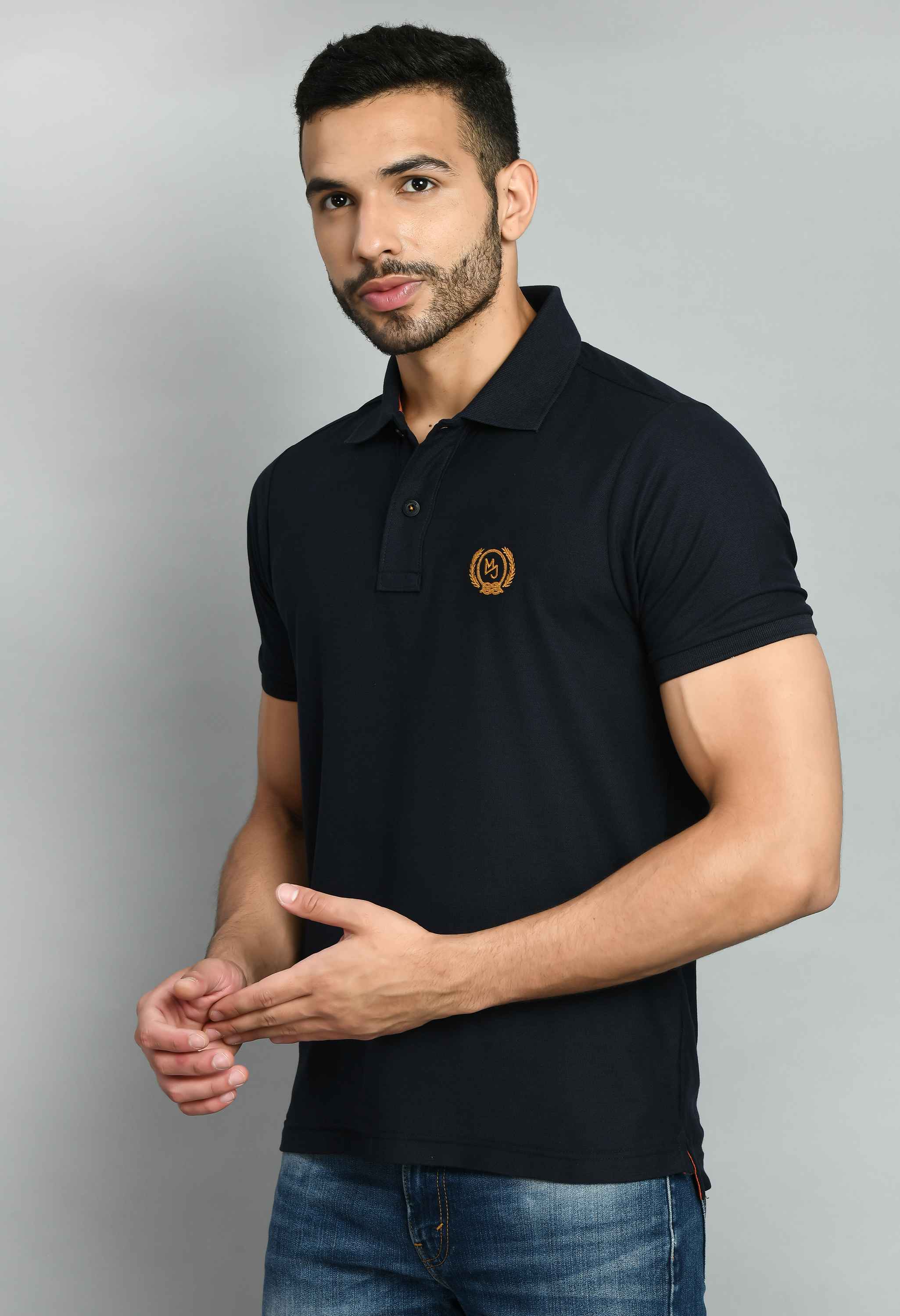 Men's Solid Black Smart Fit Polo T-Shirt - SQUIREHOOD