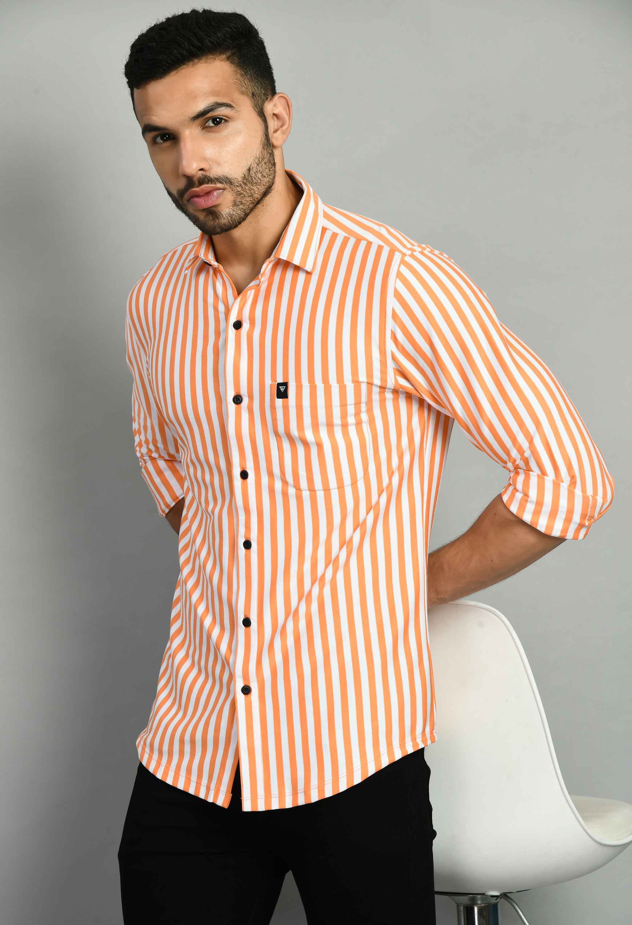 Orange White Casual Shirt for Men - SQUIREHOOD