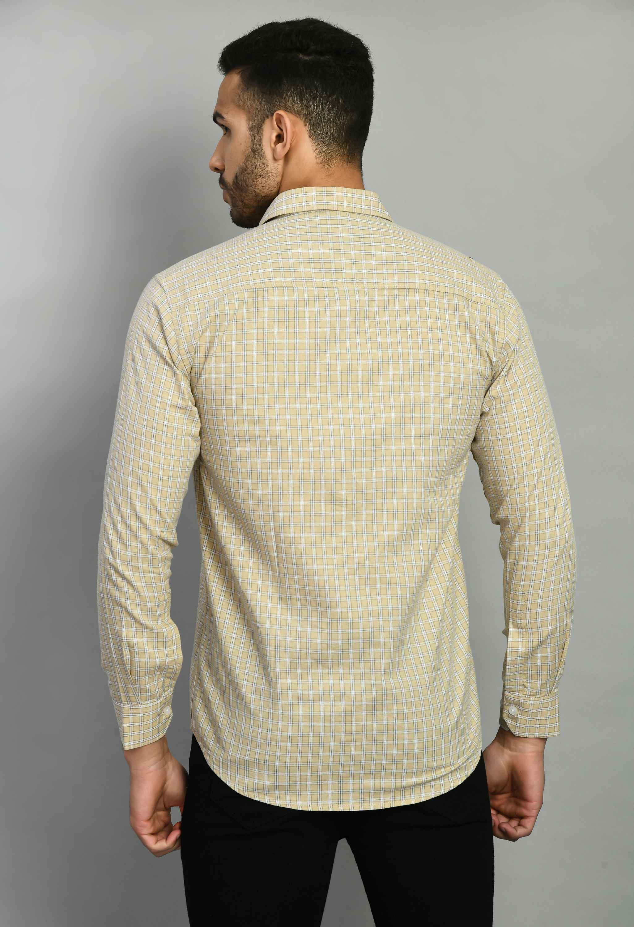 Men's Beige Full Sleeve Casual Shirt - SQUIREHOOD