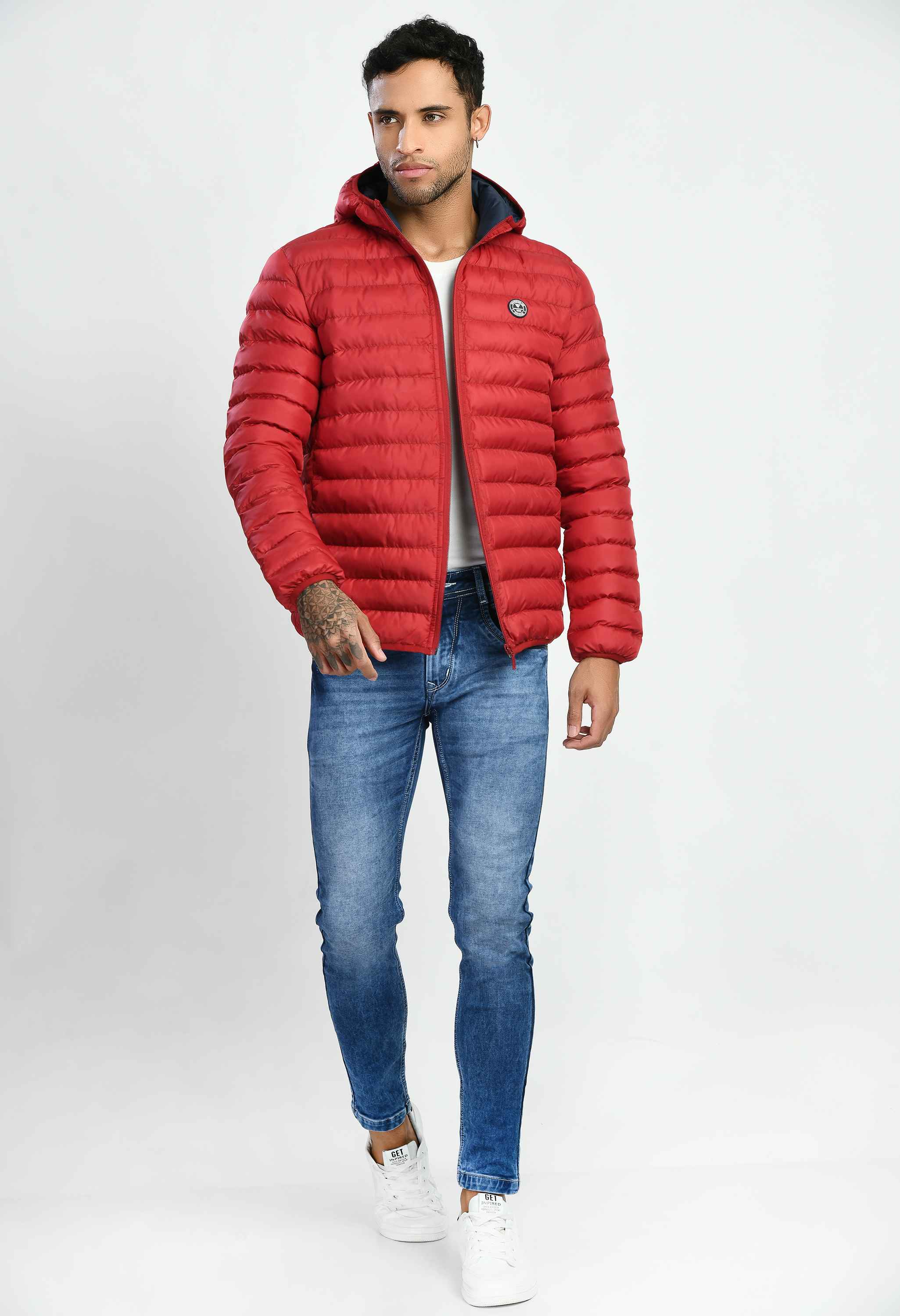 Maroon Dobby Quilted Bomber Jacket - SQUIREHOOD