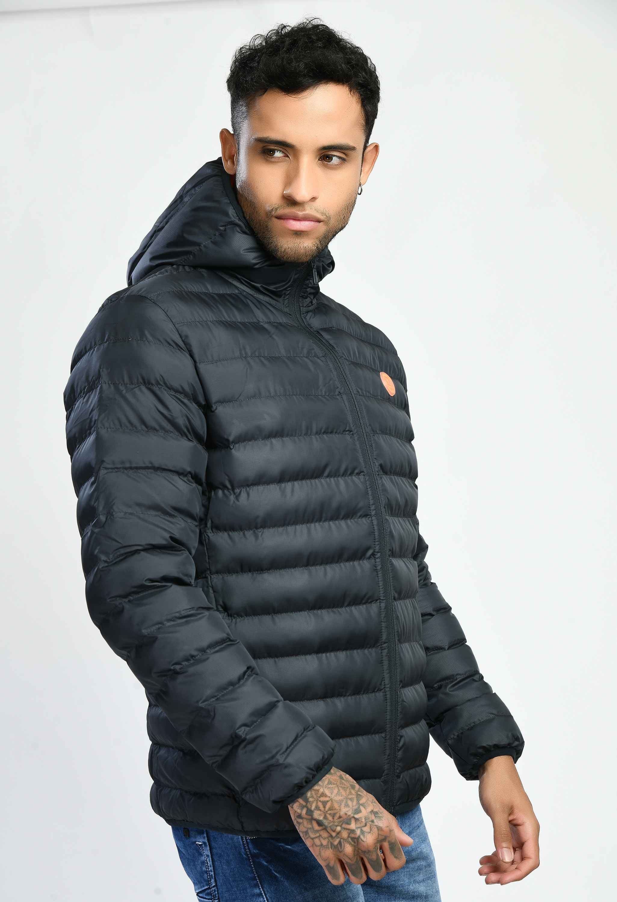 Navy Dobby Quilted Bomber Jacket - SQUIREHOOD