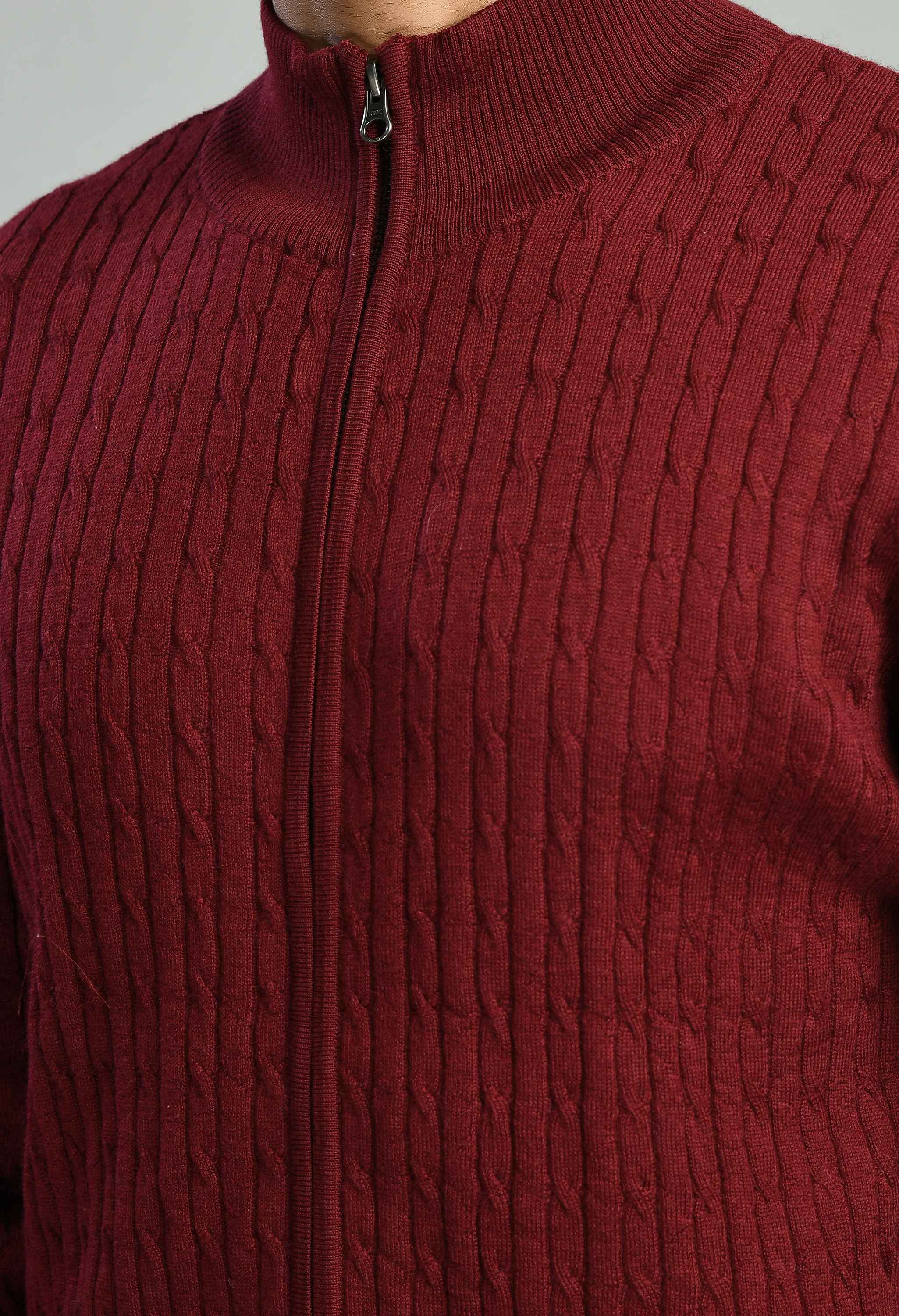 Maroon Full Zipper Sweater - SQUIREHOOD