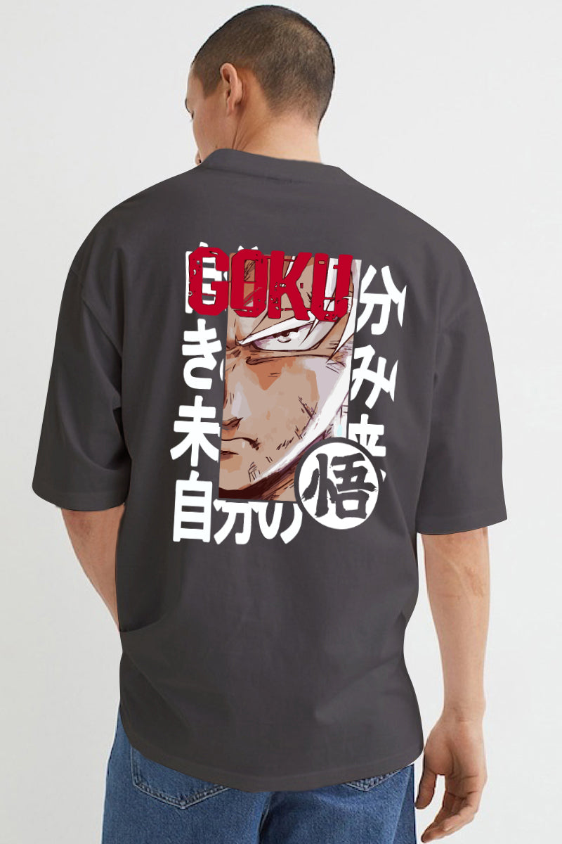Goku Printed Oversize Grey T-Shirt - SQUIREHOOD