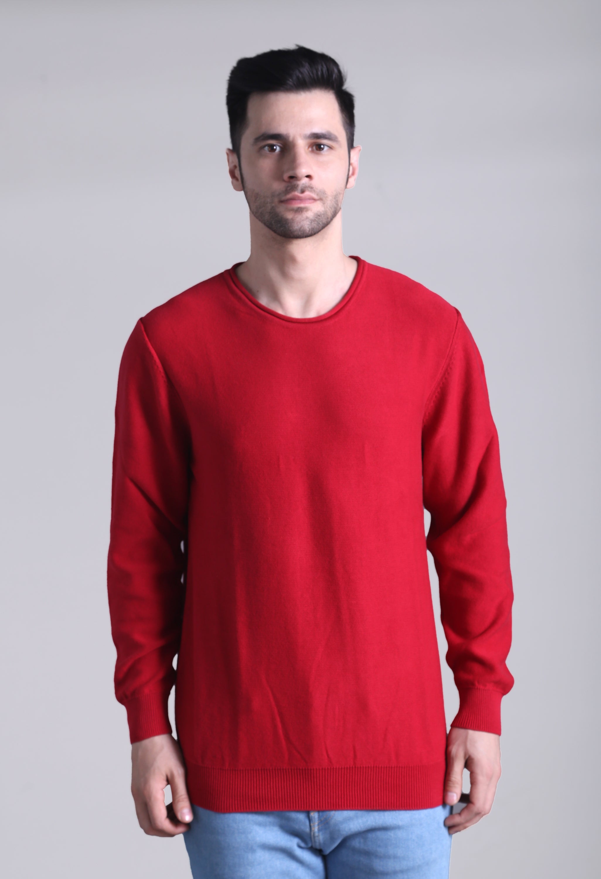 Solid Plane Red Sweater - SQUIREHOOD