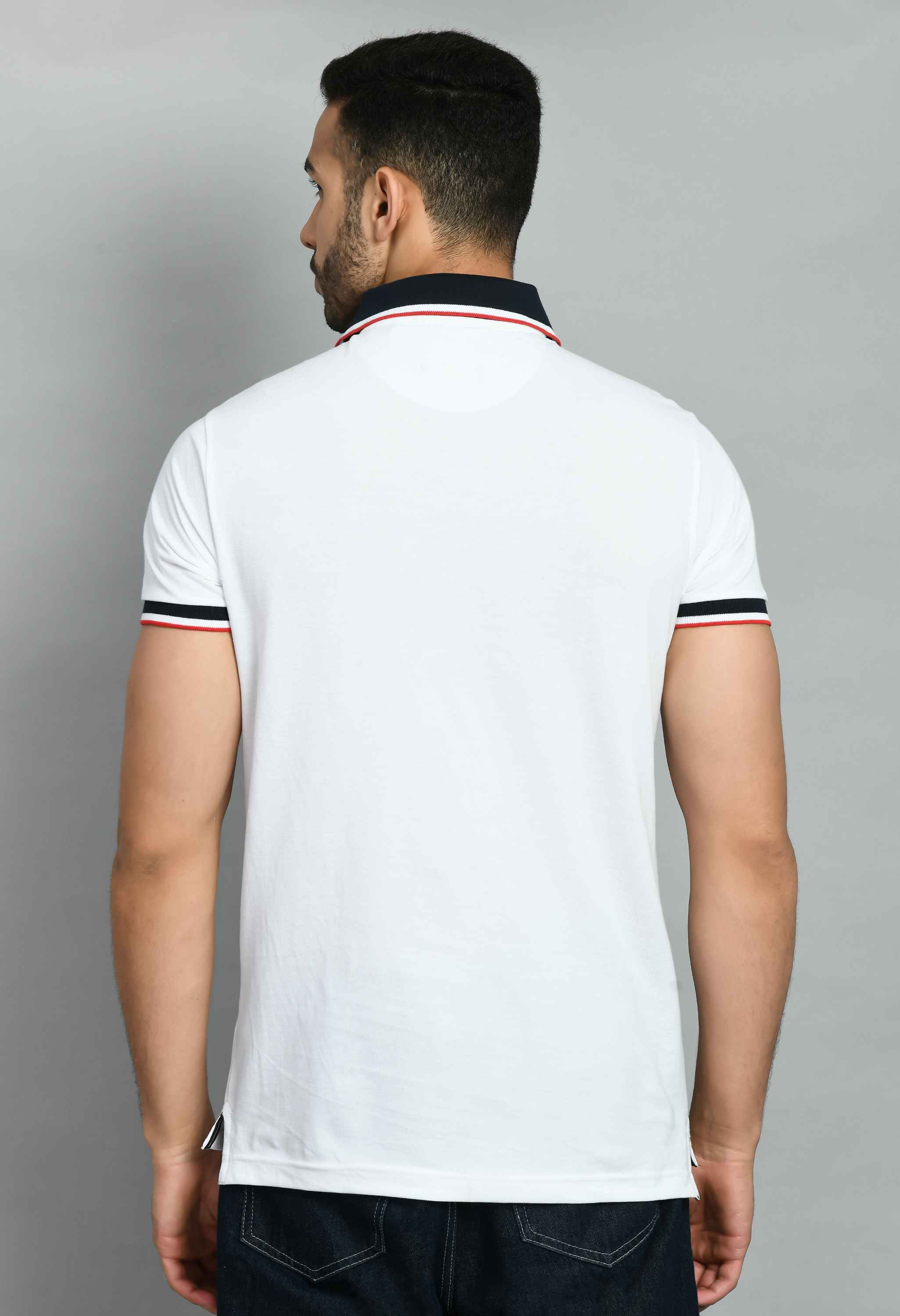 Men's Solid White Polo Neck T-Shirt - SQUIREHOOD
