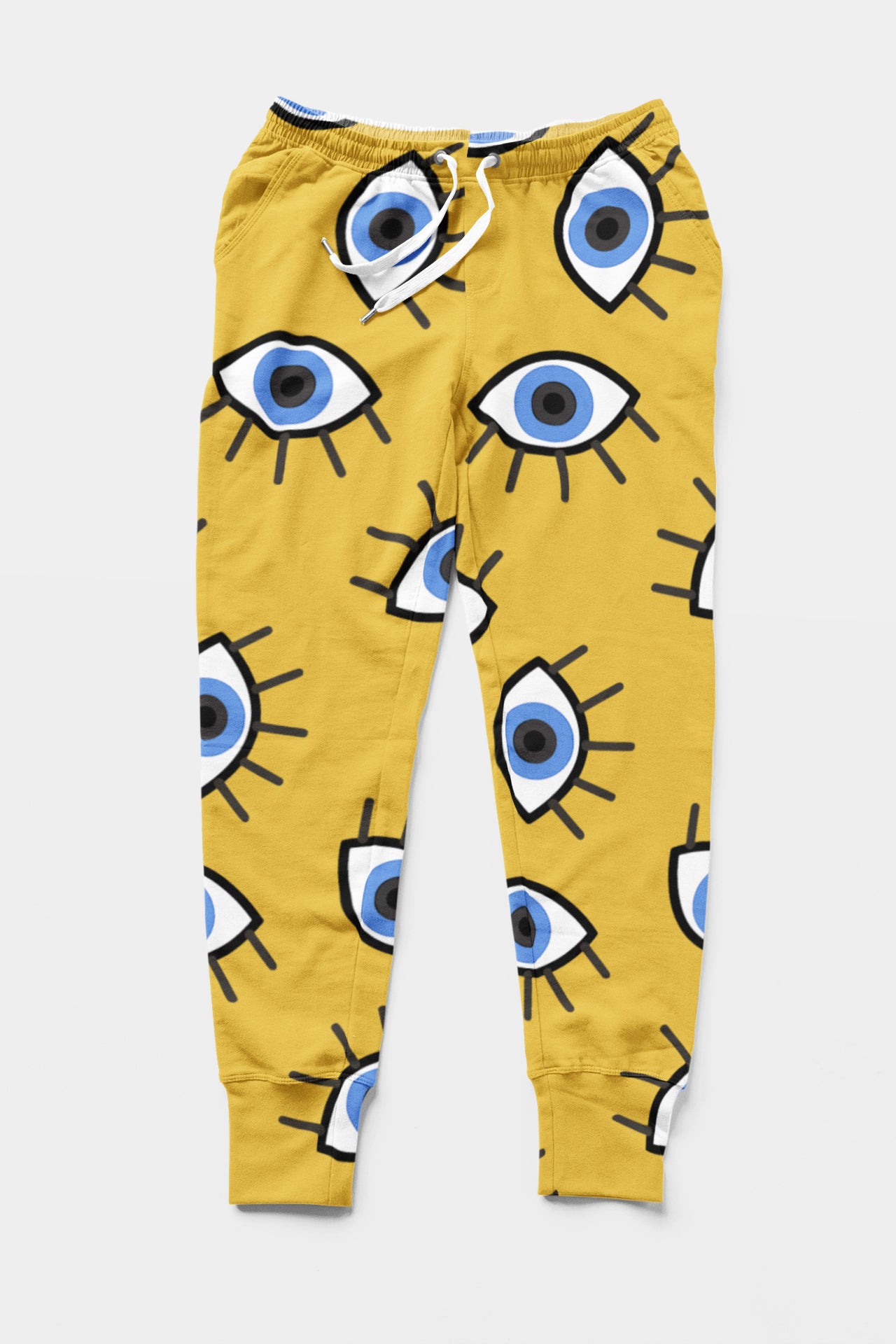 Men's Yellow All Over Printed Casual Joggers - #AOJ09 - SQUIREHOOD