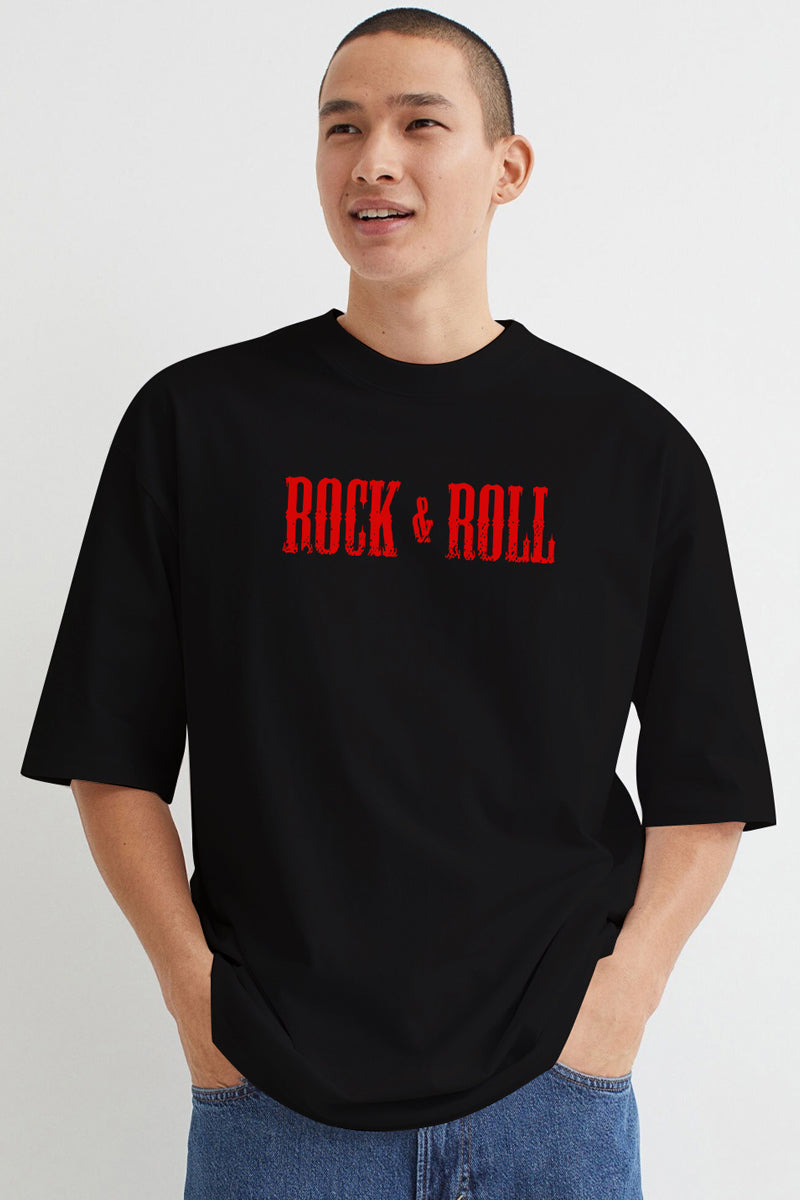 Rock & Roll Black Oversized T-Shirt - SQUIREHOOD