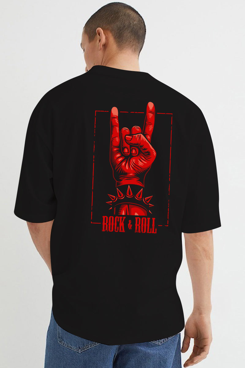 Rock & Roll Black Oversized T-Shirt - SQUIREHOOD