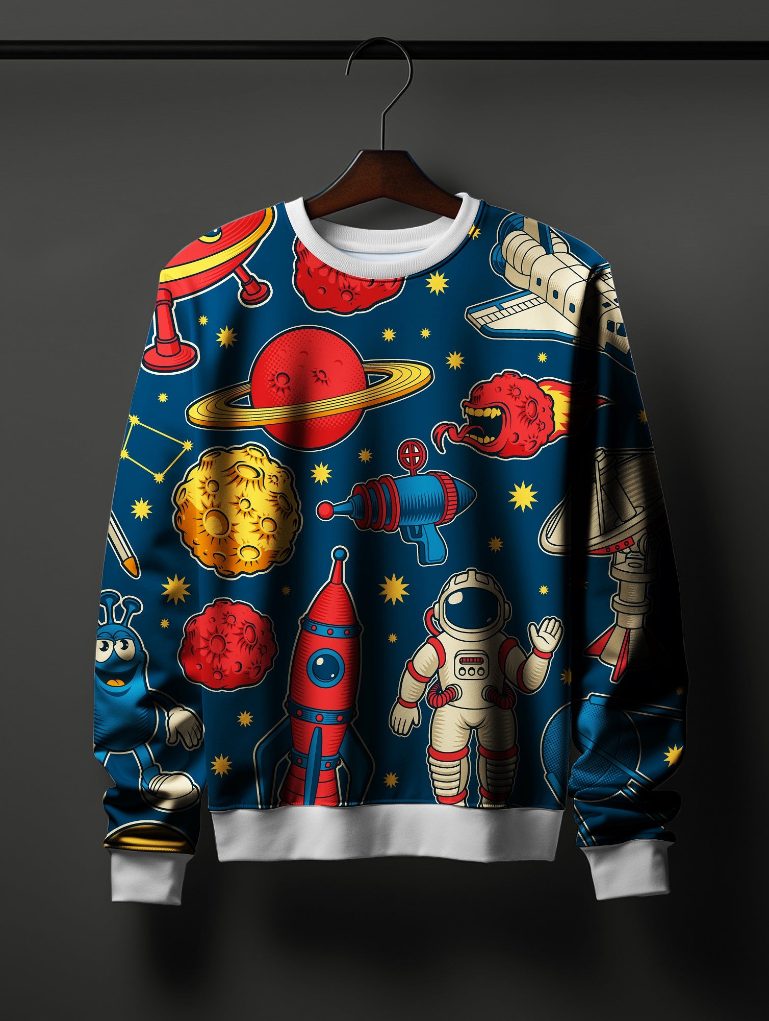 Space Planet Full Printed Sweatshirt - SQUIREHOOD