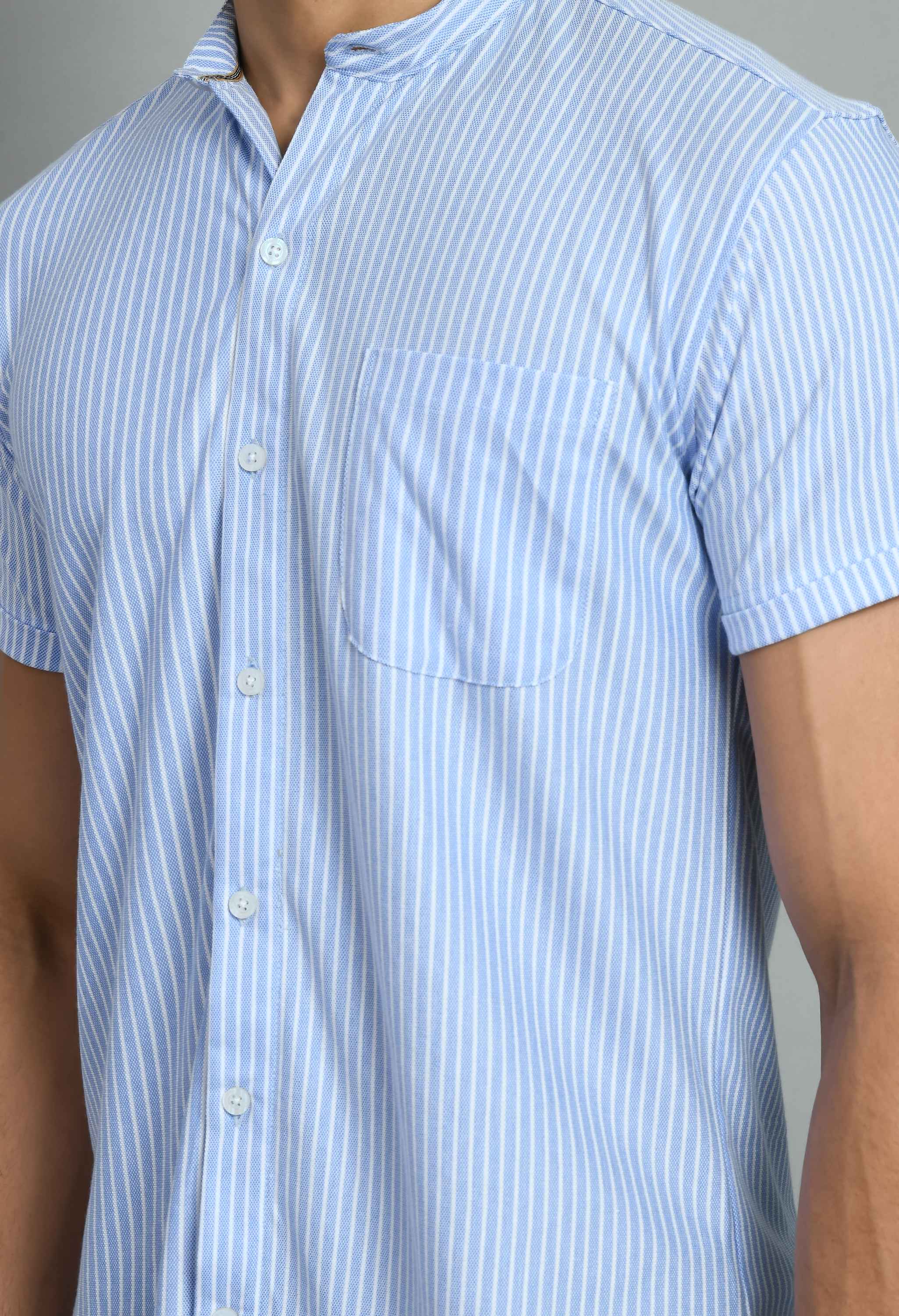 White Blue Interlock Smart Fit Shirt - SQUIREHOOD