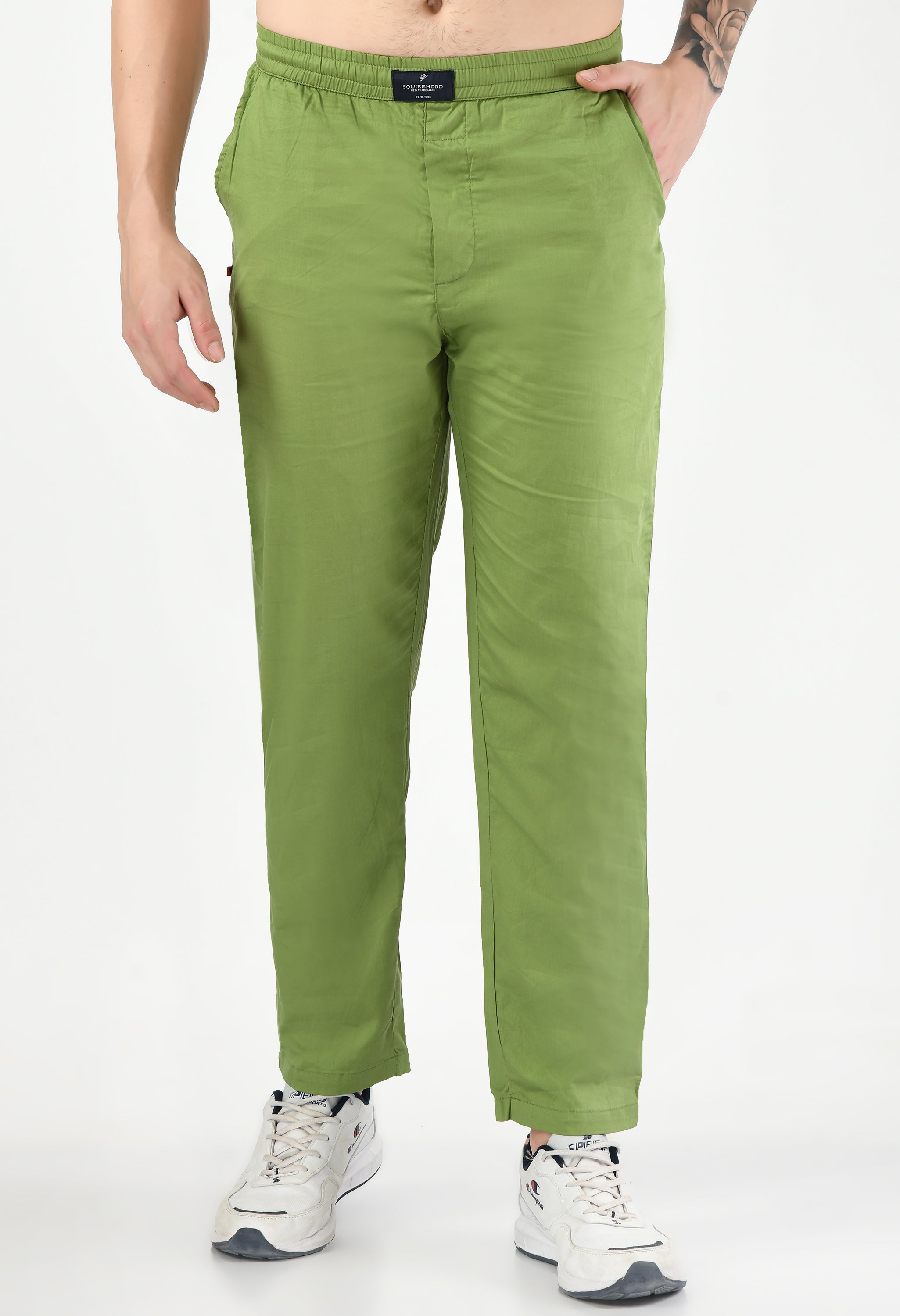 Solid Cotton Twill Relaxed Fit Men's Trousers - SQUIREHOOD