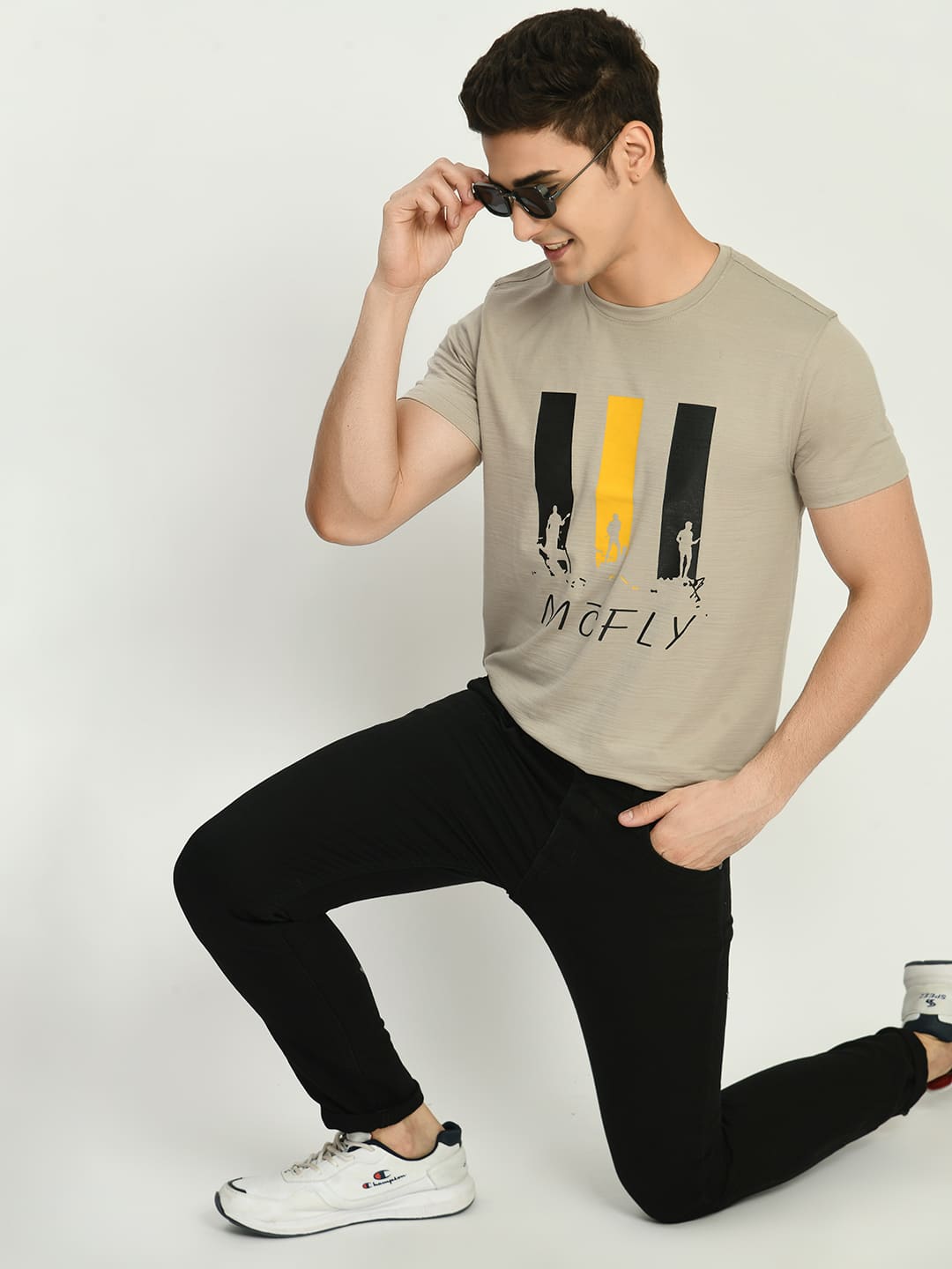 Men’s Printed Round Regular Fit T-Shirt - Grey - SQUIREHOOD