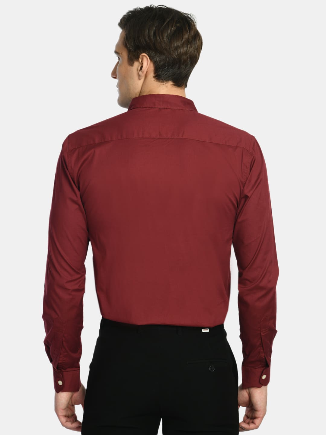 Men's Maroon Solid Regular Fit Casual Shirt