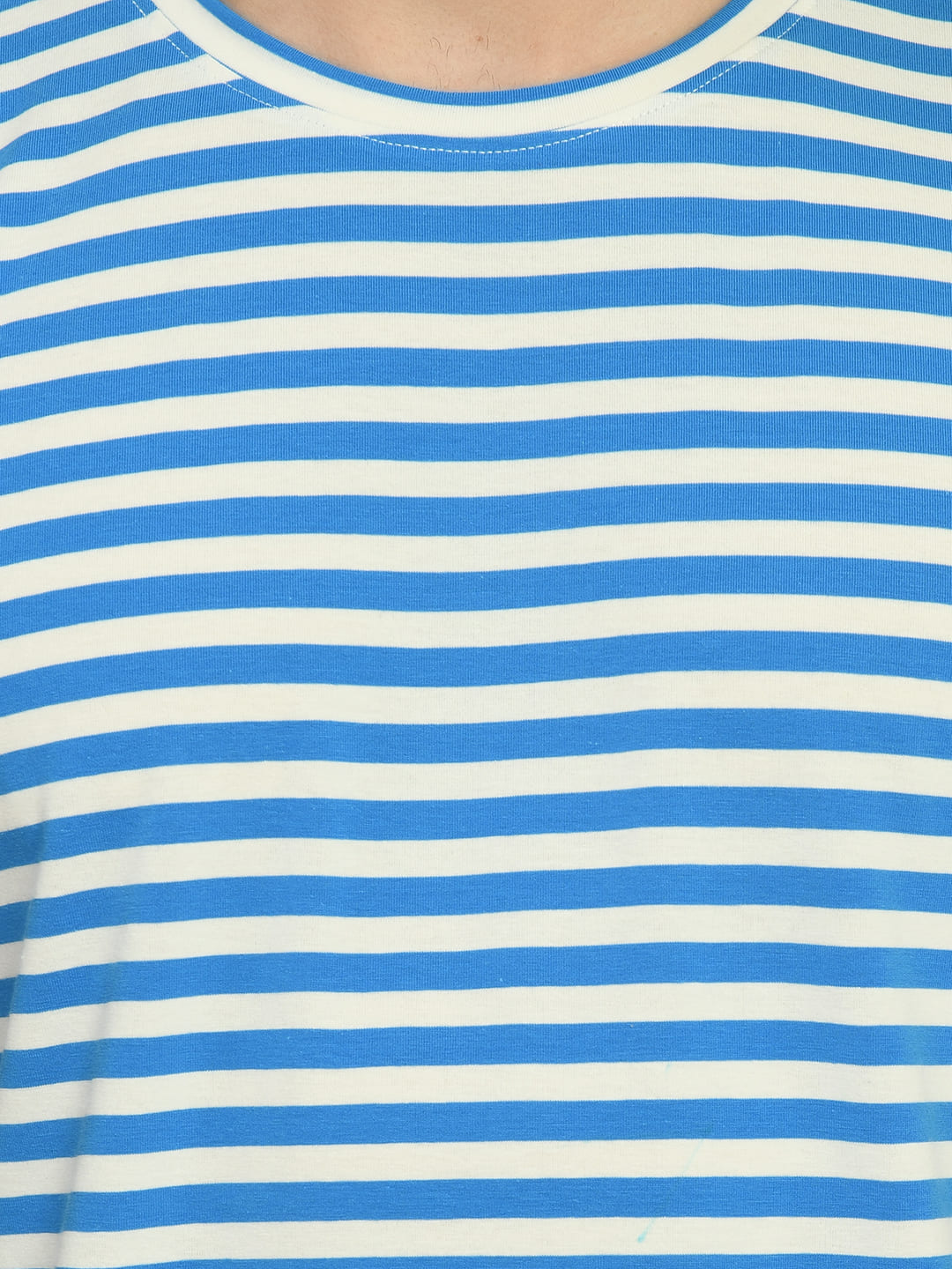 Men's Blue White Striped Knitted T-Shirt