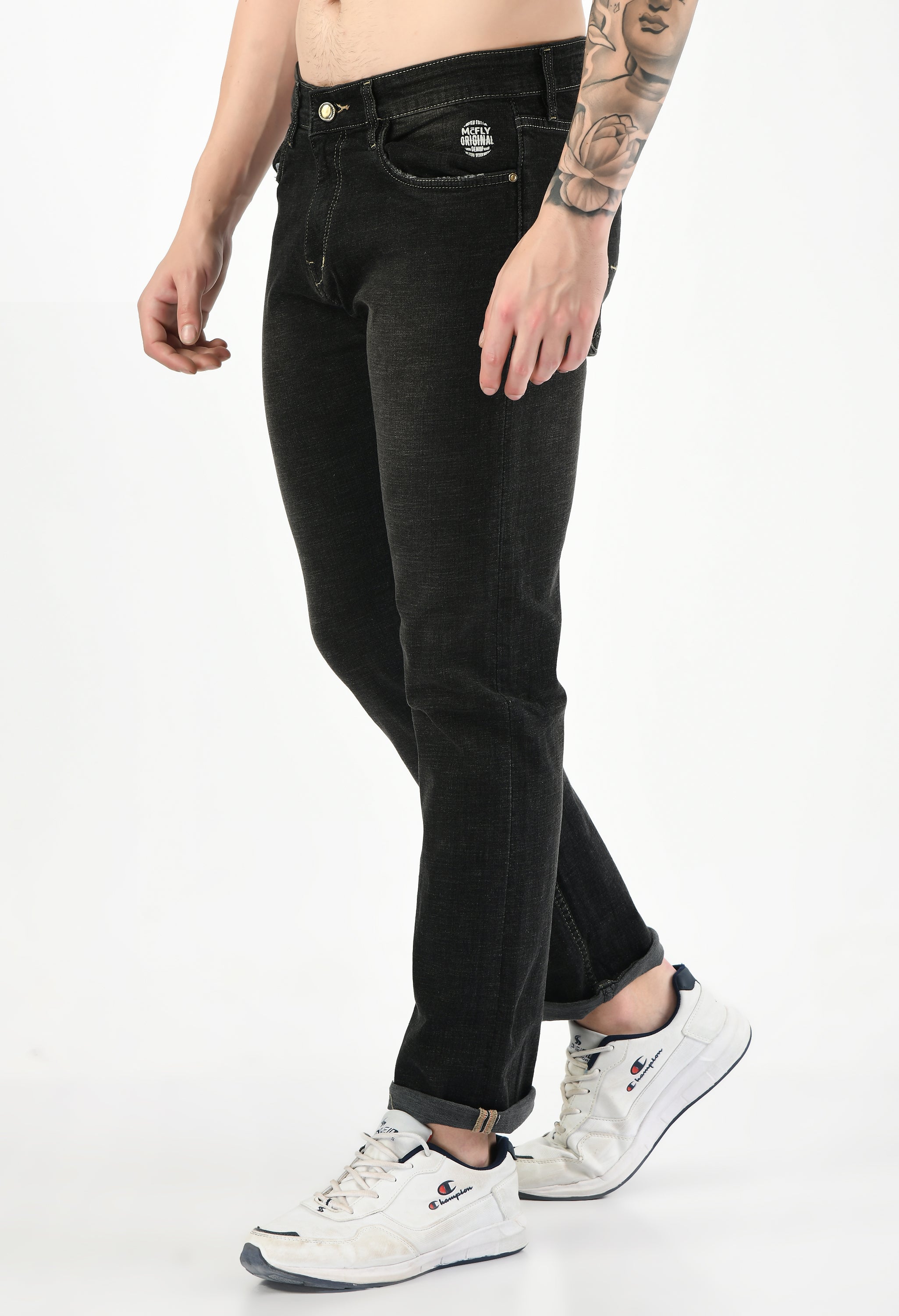 Men's Grey Black Denim Jeans