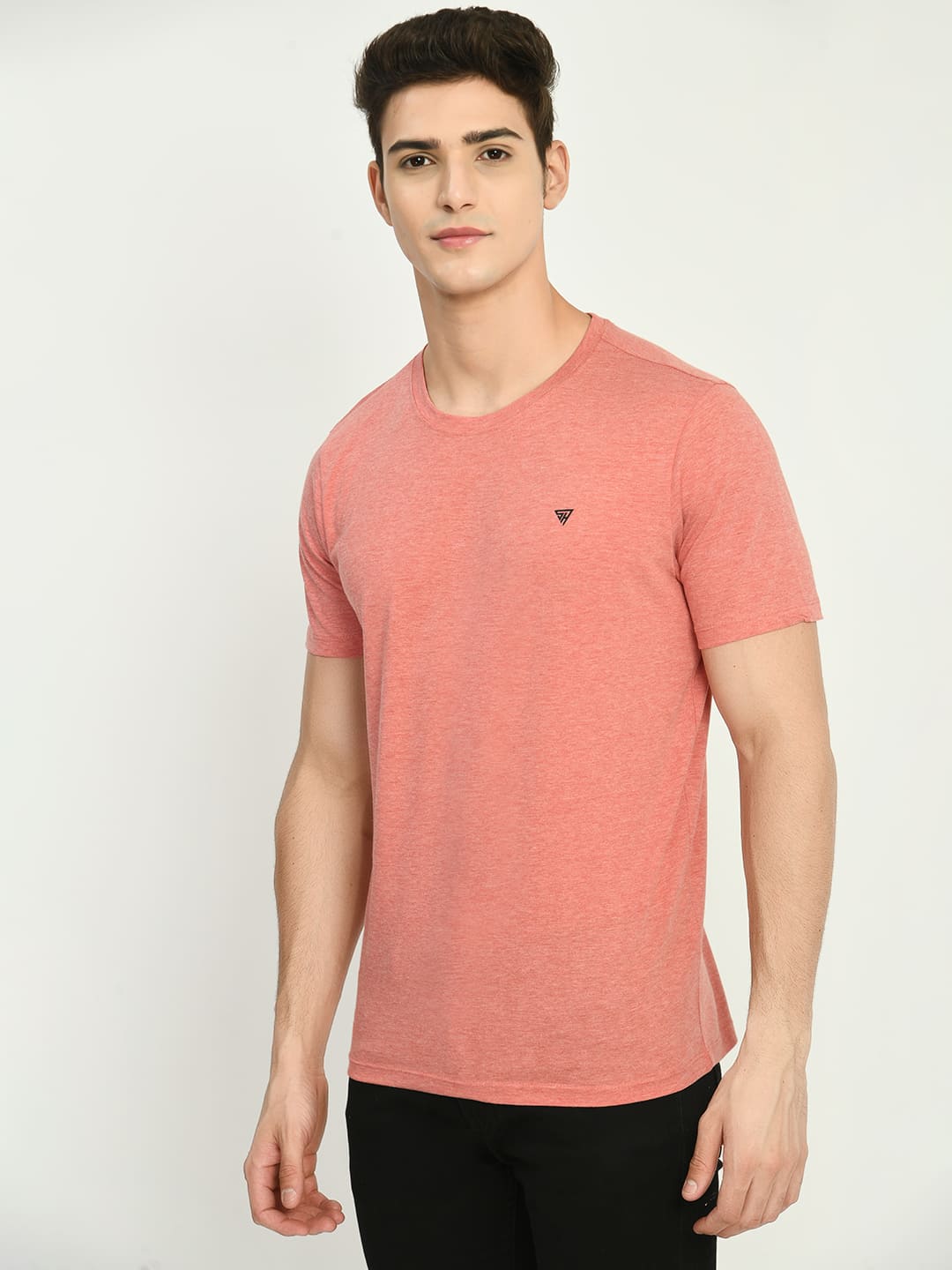 Men's Red Solid Crew Neck Casual T-Shirt