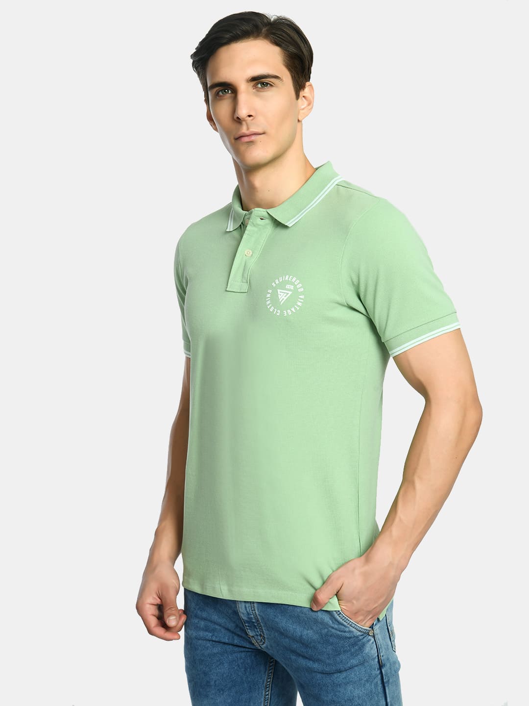 Men's Solid Aqua Green Polo T-Shirt