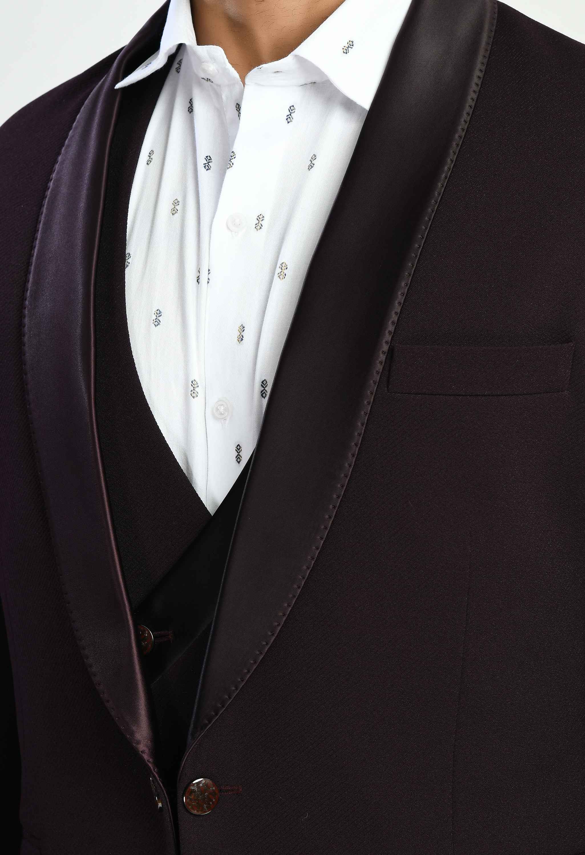 Men's Tuxedo Slim Fit Wine Suit Set