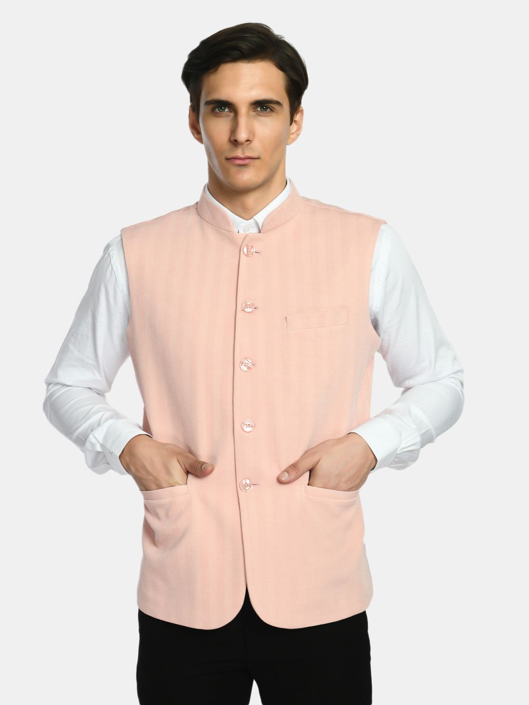 Solid Knitted Slim Fit Men's Festive Wear Nehru Jacket - SQUIREHOOD