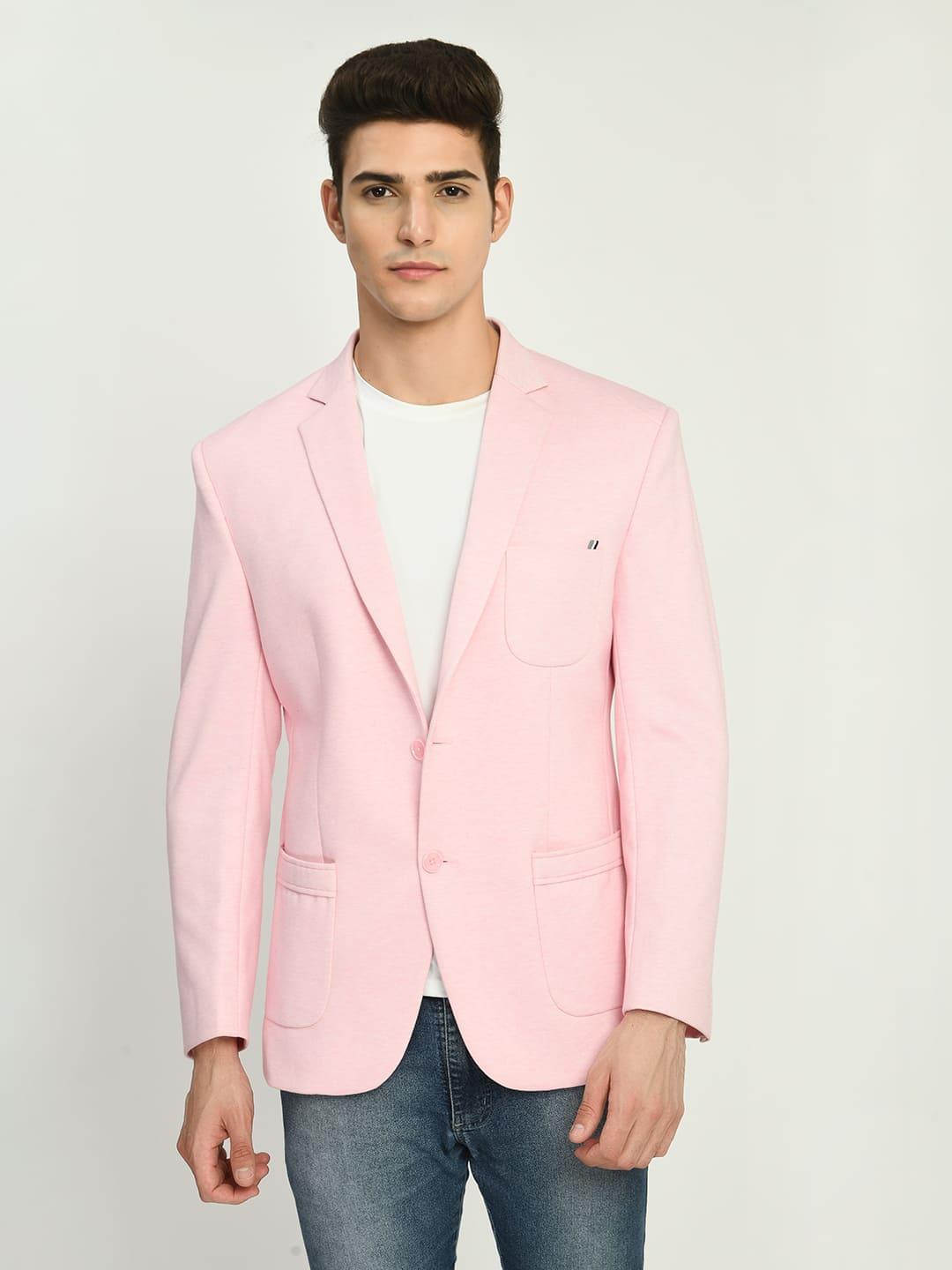 Buy FEATHER-DETAIL PINK SINGLE-BREASTED BLAZER for Women Online in India