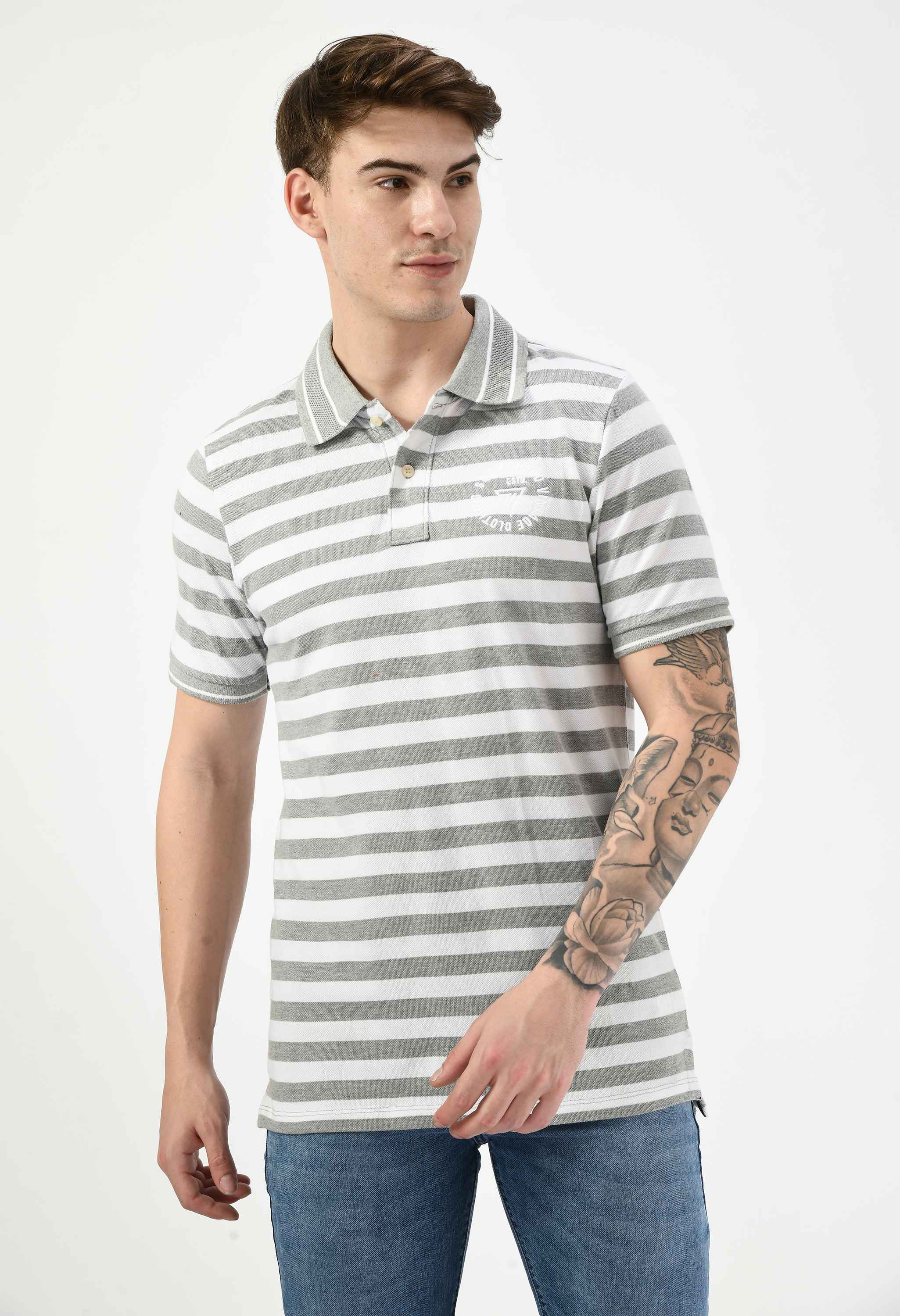 Men's Striped Regular Fit Polo T-Shirt