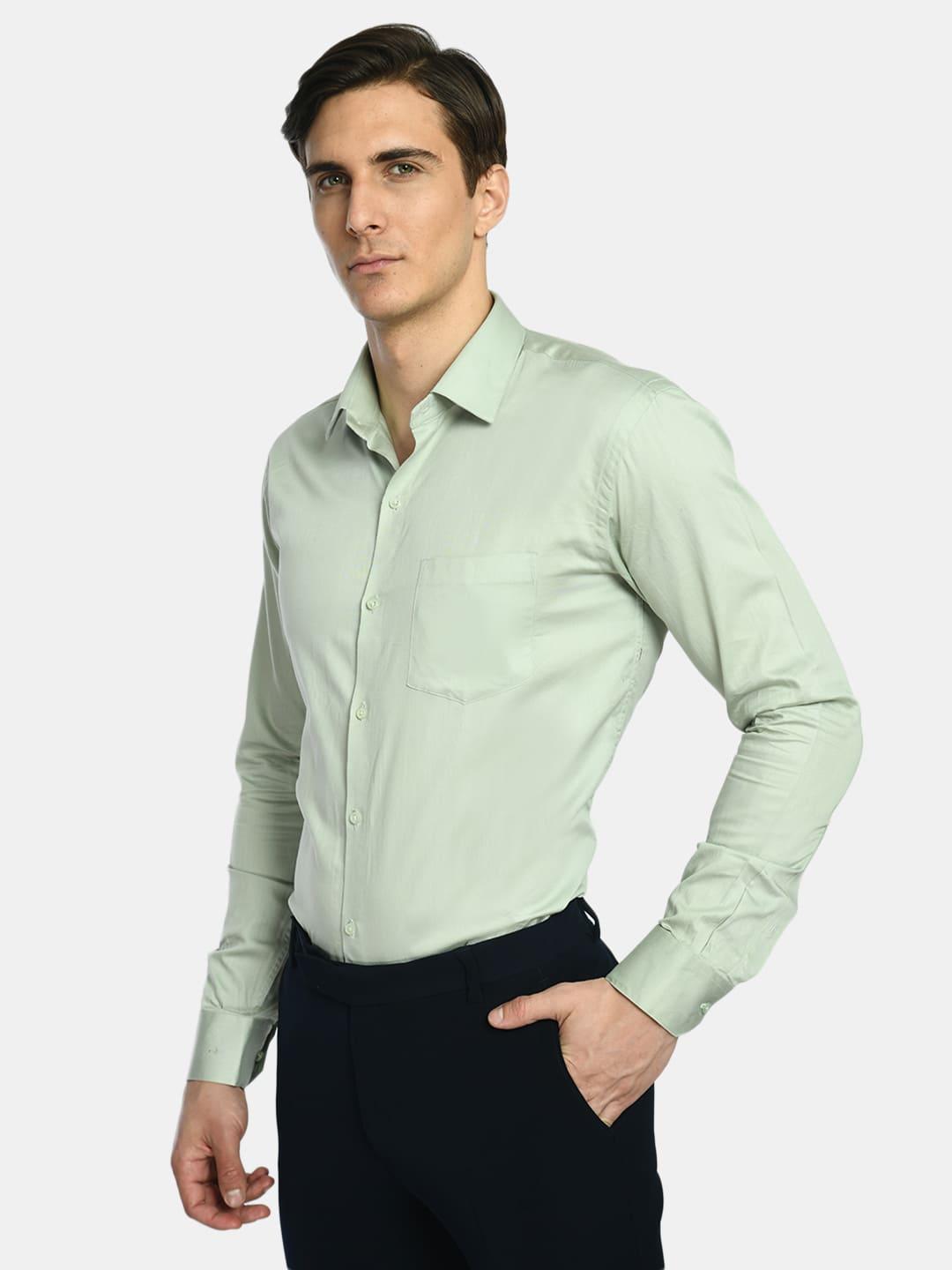 Solid Formal Shirt with Curved Hemline
