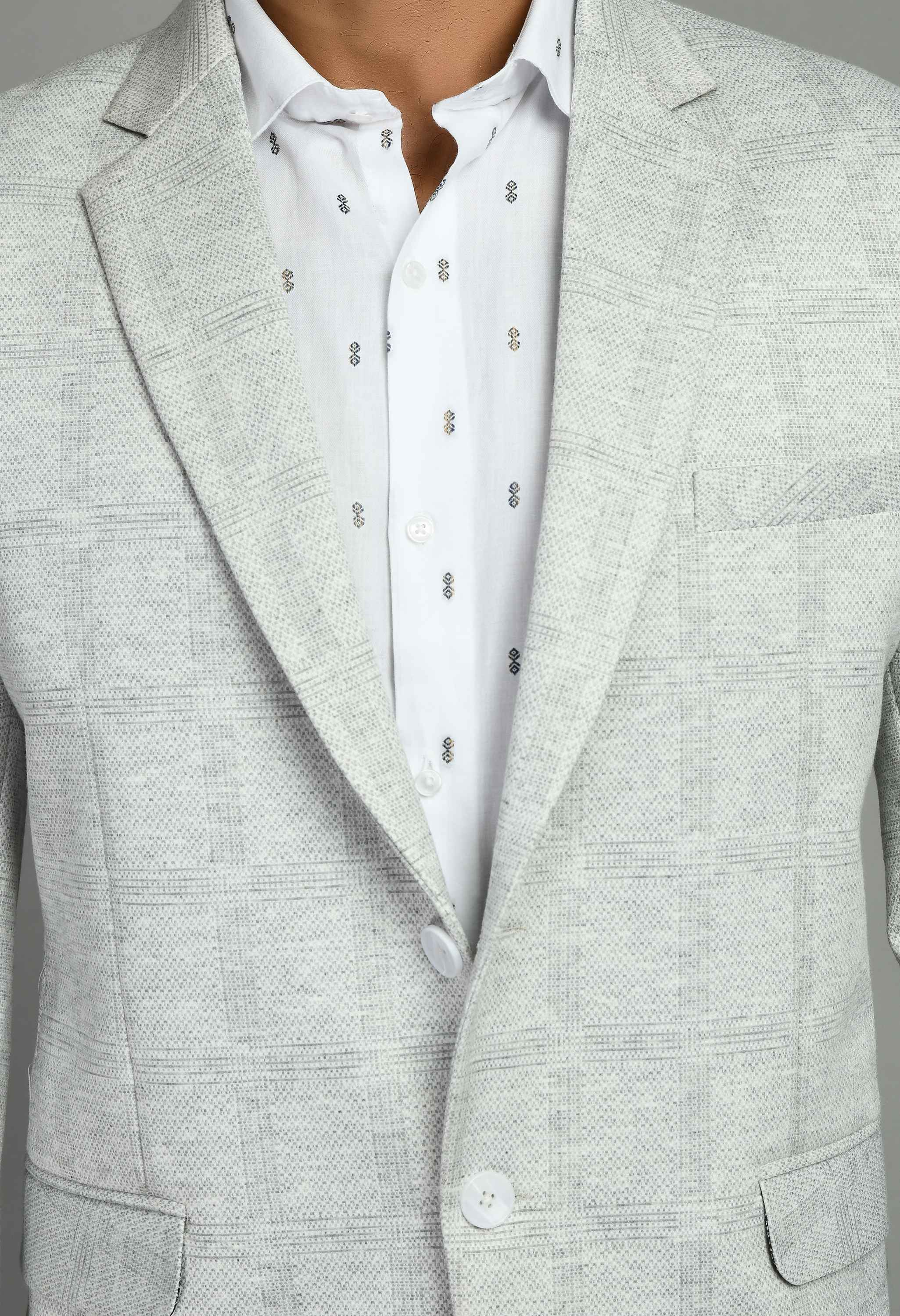 Premium Notched Lapel White Blazer