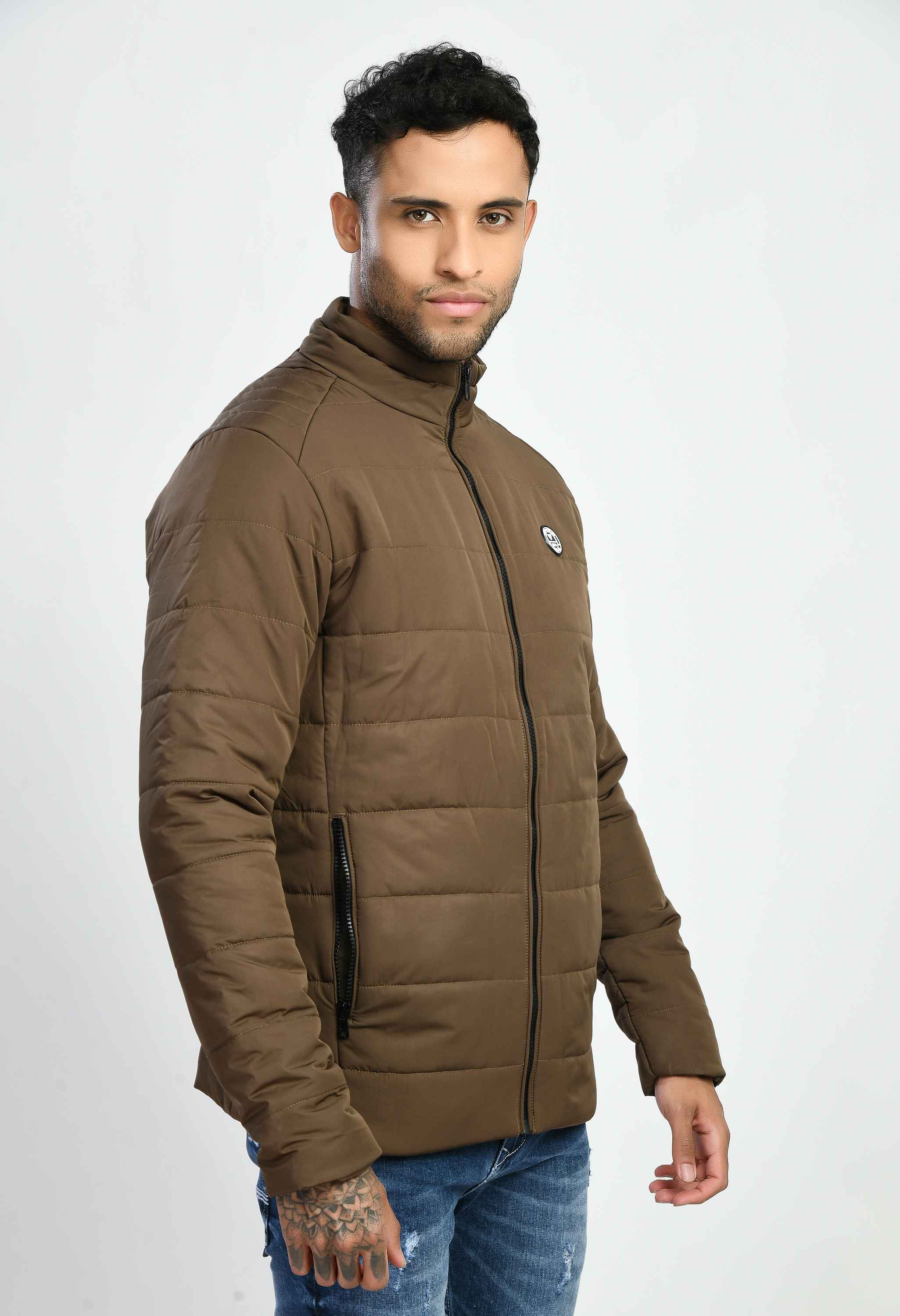 Coffee Quilted Bomber Jacket - SQUIREHOOD