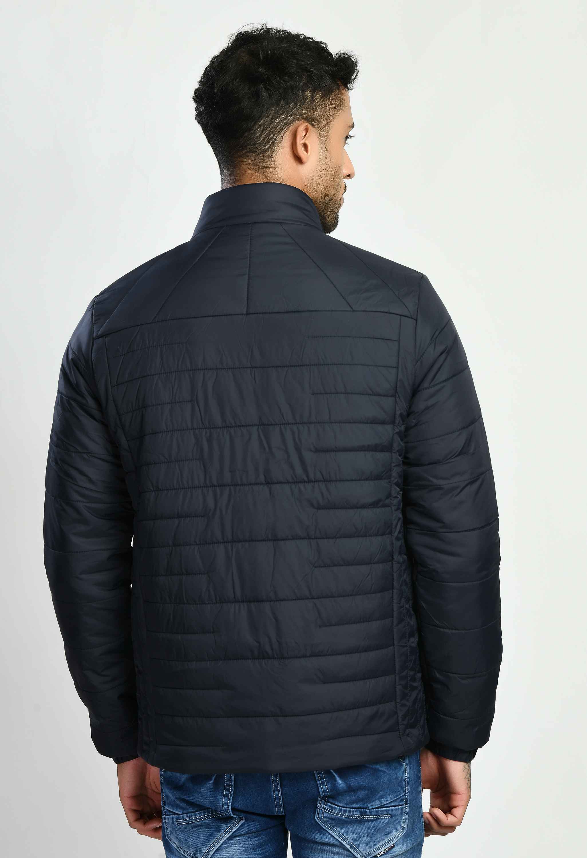 Navy Blue Quilted Bomber Jacket - SQUIREHOOD