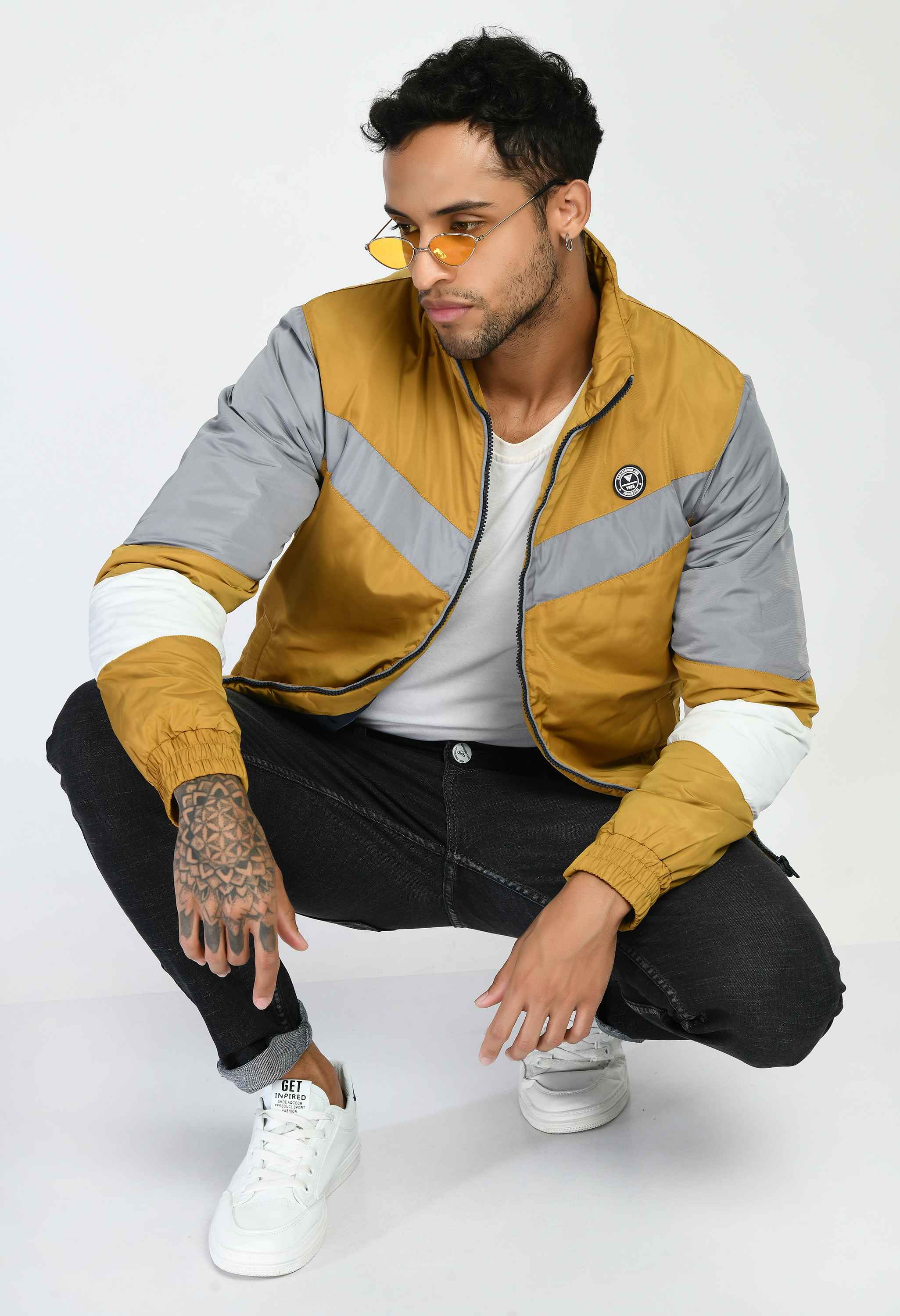 Mustard Quilted Bomber Jacket - SQUIREHOOD