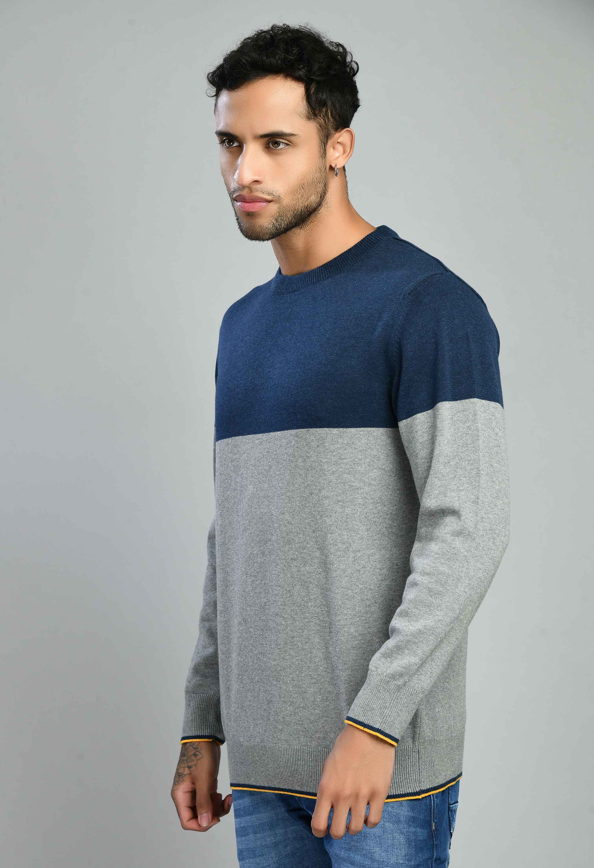 Gray Navy Sweater - SQUIREHOOD