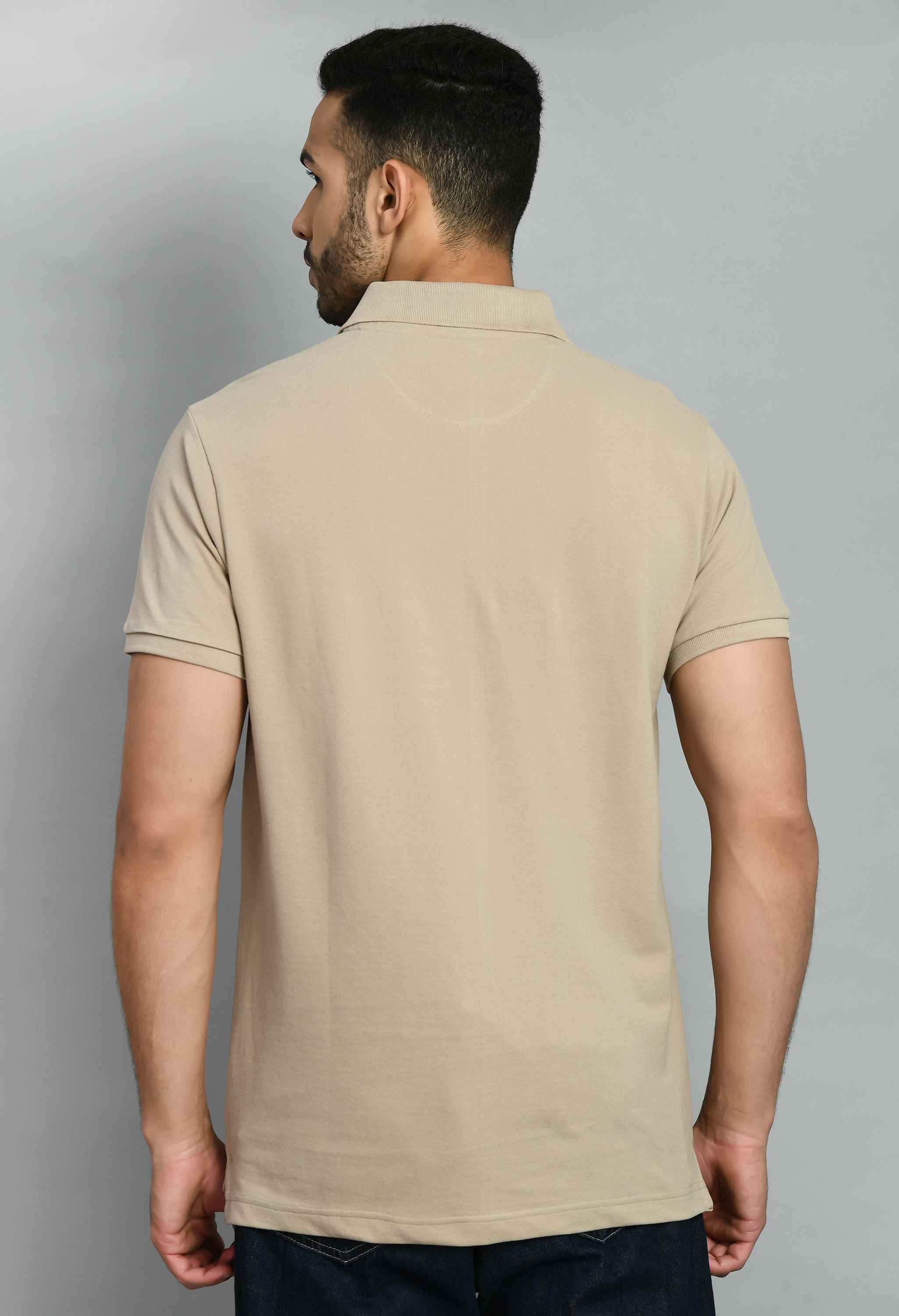 Men's Solid Beige Smart Fit Polo T-Shirt - SQUIREHOOD