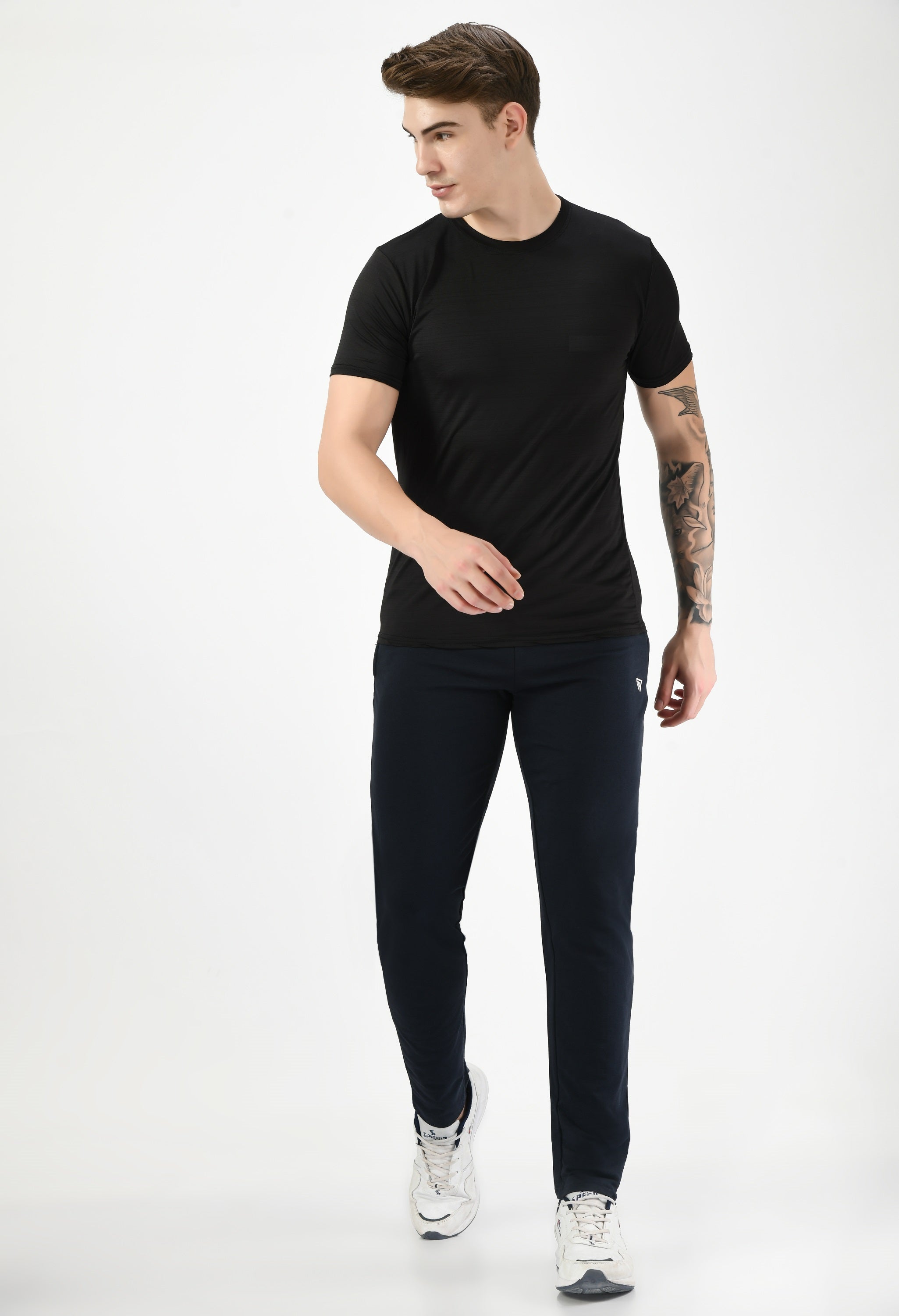 Navy Solid Relaxed Fit Casual Trouser
