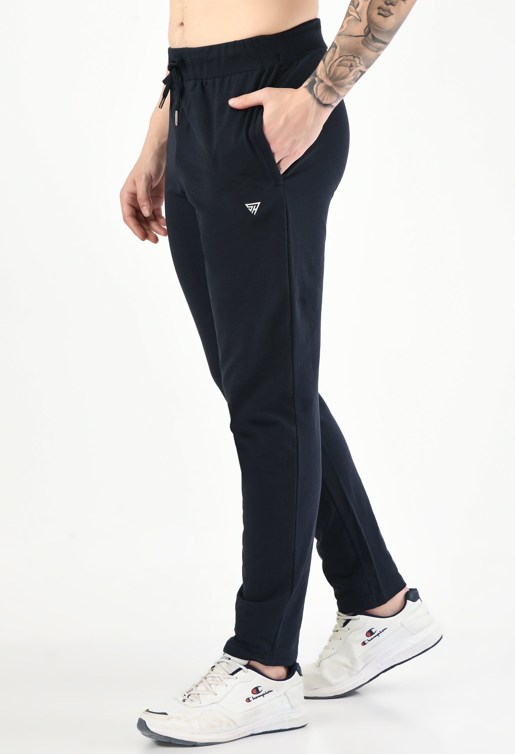 Navy Solid Relaxed Fit Casual Trouser