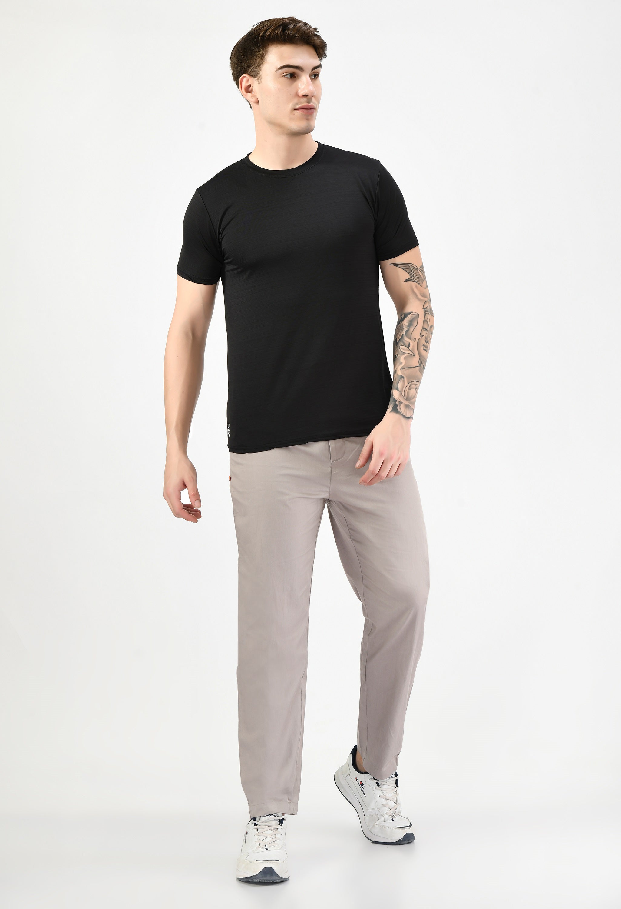 Grey Solid Relaxed Fit Casual Trouser