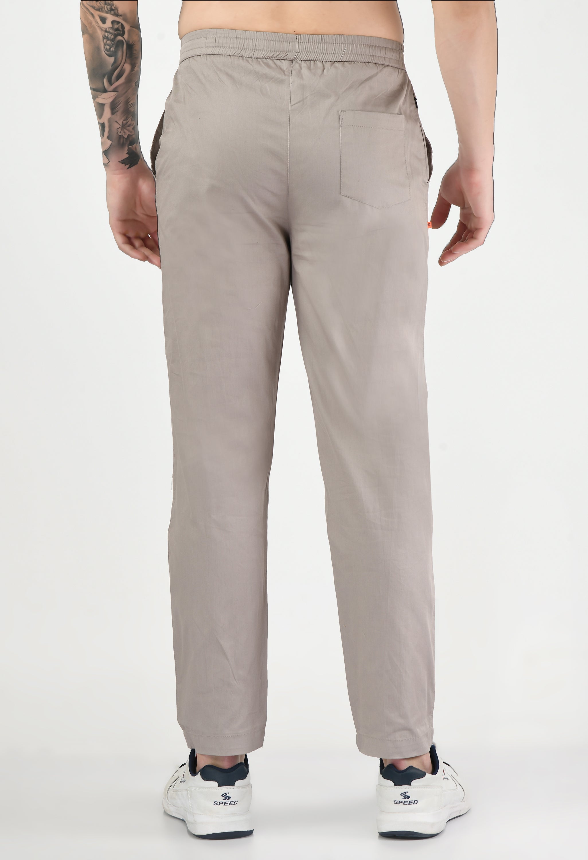 Grey Solid Relaxed Fit Casual Trouser