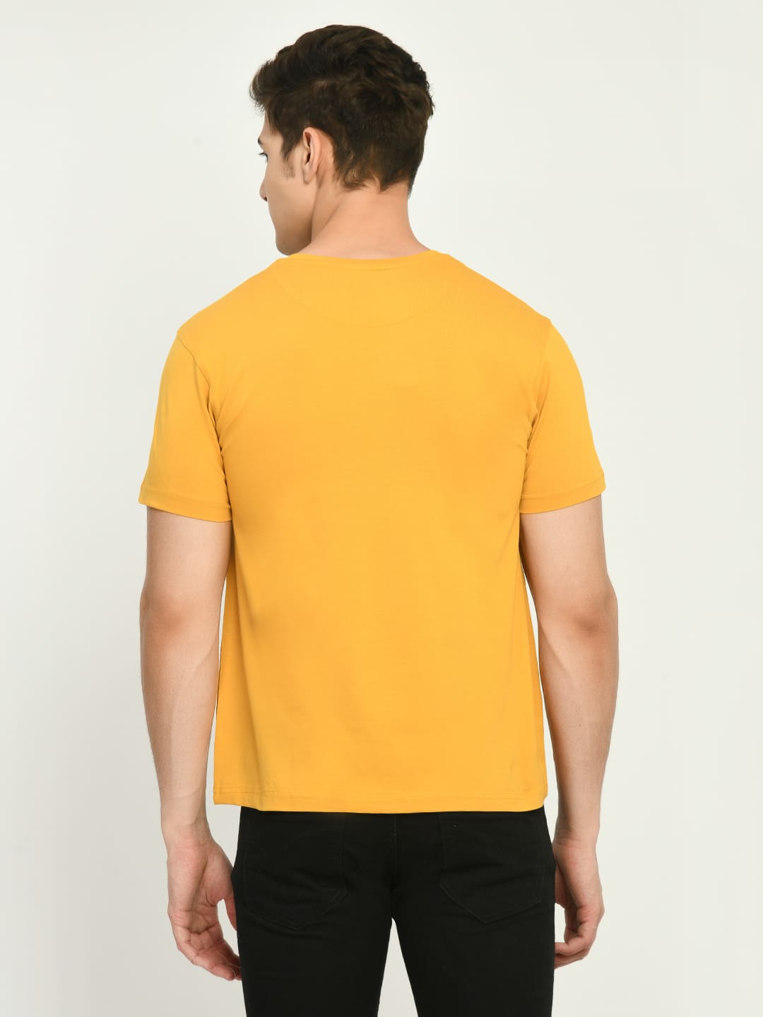 Men’s Printed Round Regular Fit T-Shirt - Mustard Yellow - SQUIREHOOD