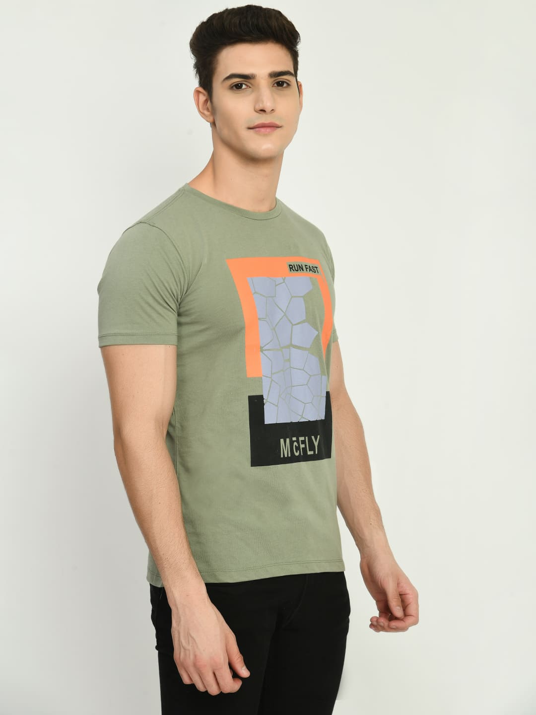 Men’s Printed Round Neck T-Shirt - M. Green - SQUIREHOOD