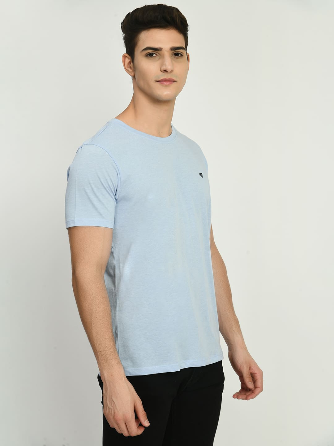 Men's Basic Sky Blue Round Neck T-Shirt