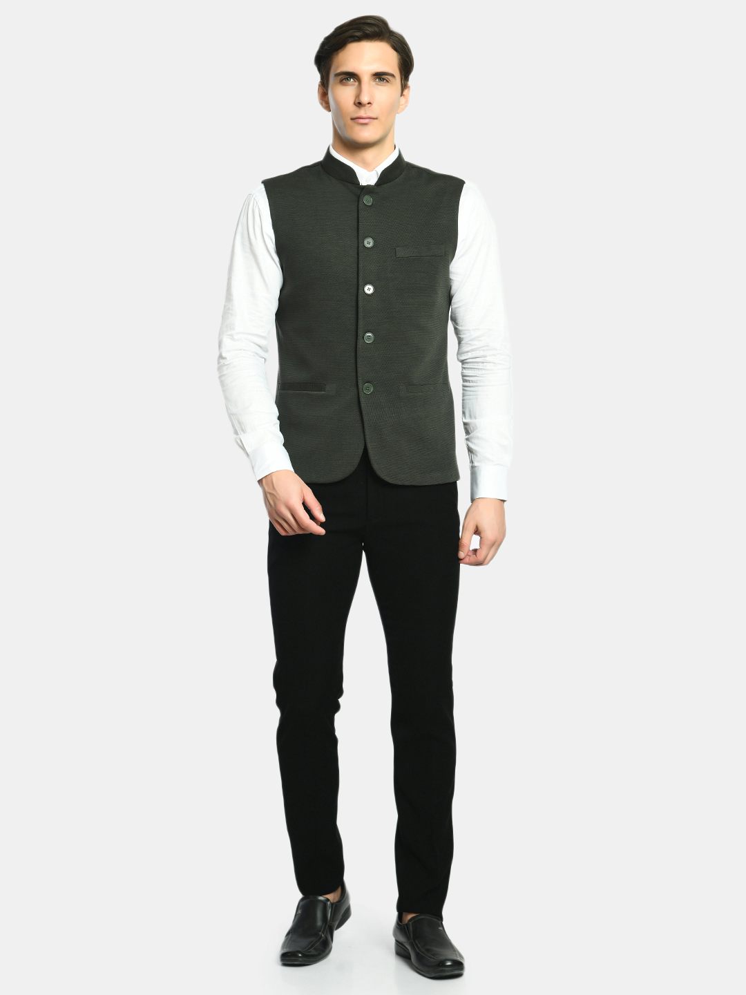 Solid Knit Men's Slim Fit Nehru Jacket - SQUIREHOOD