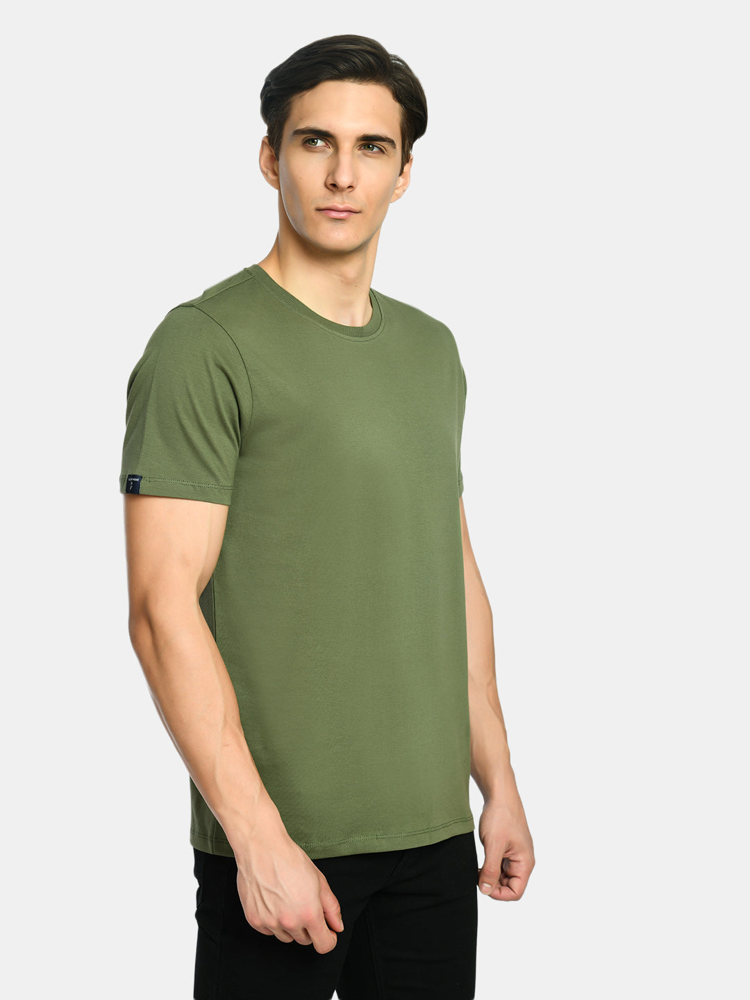 Men's Plain Pickle Green Round Neck T-Shirt