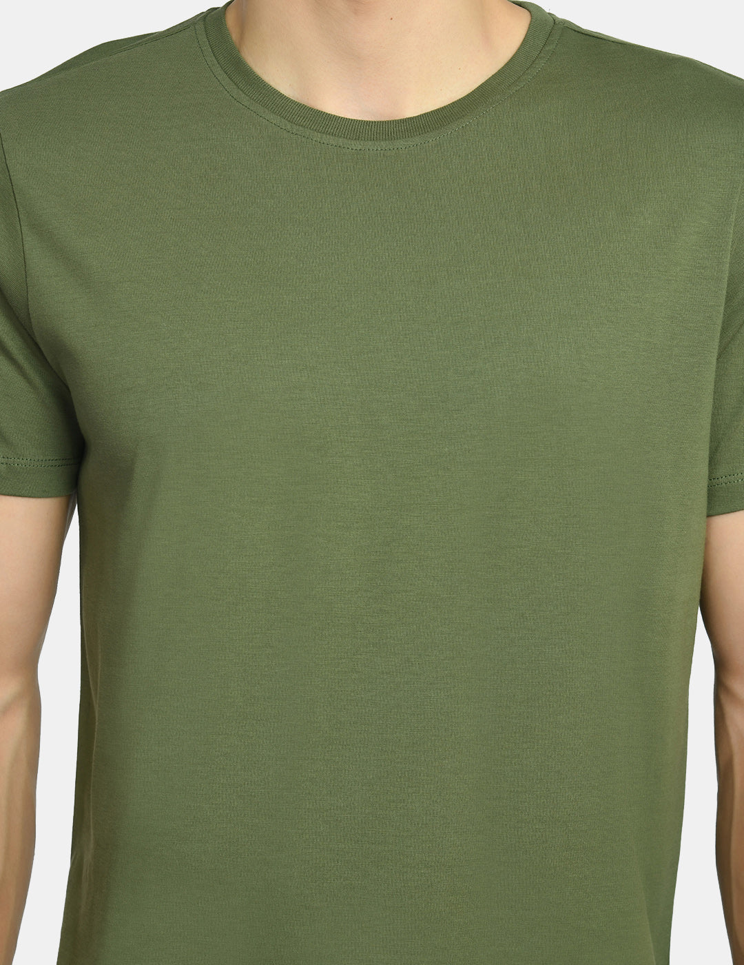 Men's Plain Pickle Green Round Neck T-Shirt