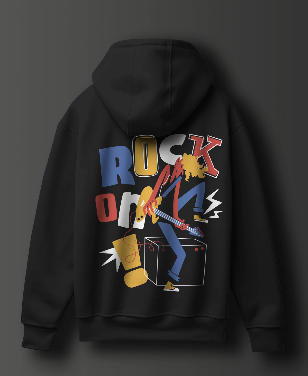 Rock On Graphic Printed Cotton Hoodie - #0101 - SQUIREHOOD