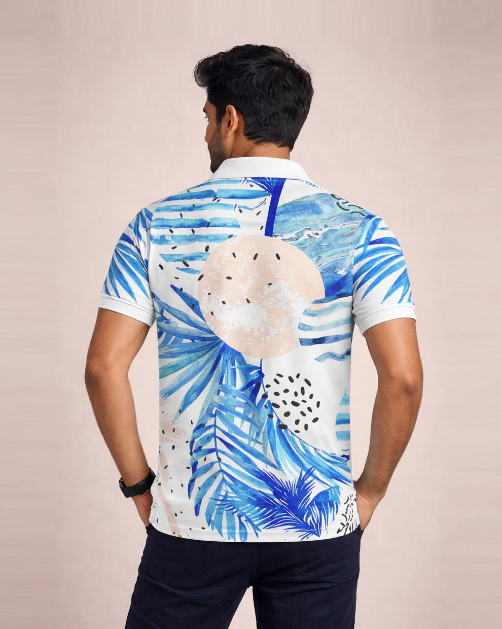 Leaf Print Polo T-Shirt