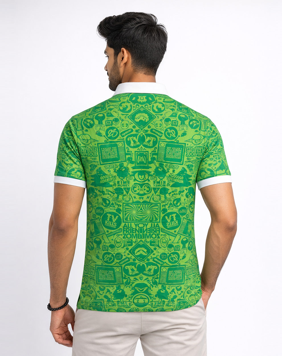 Green Peakpx Printed Polo T-Shirt