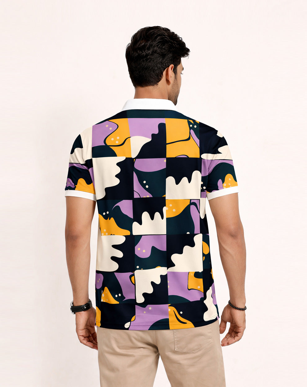 Naive Abstract Art Printed Polo T-Shirt