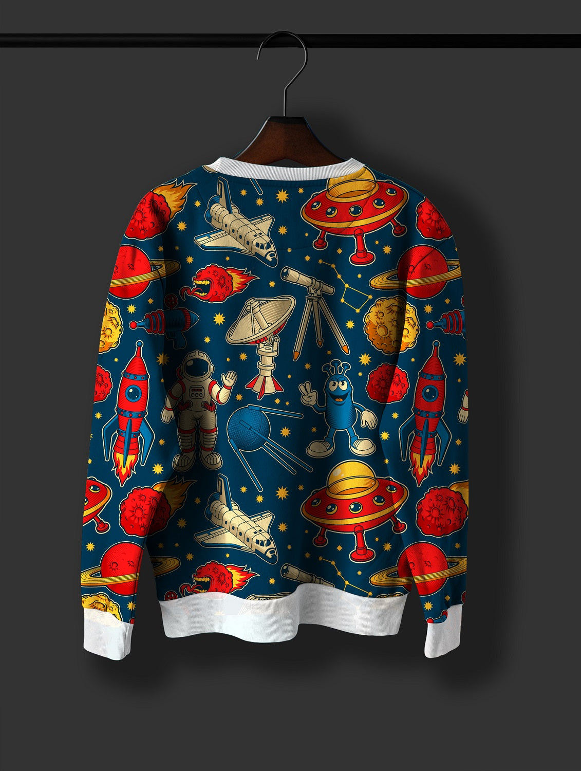 Space Planet Full Printed Sweatshirt - SQUIREHOOD