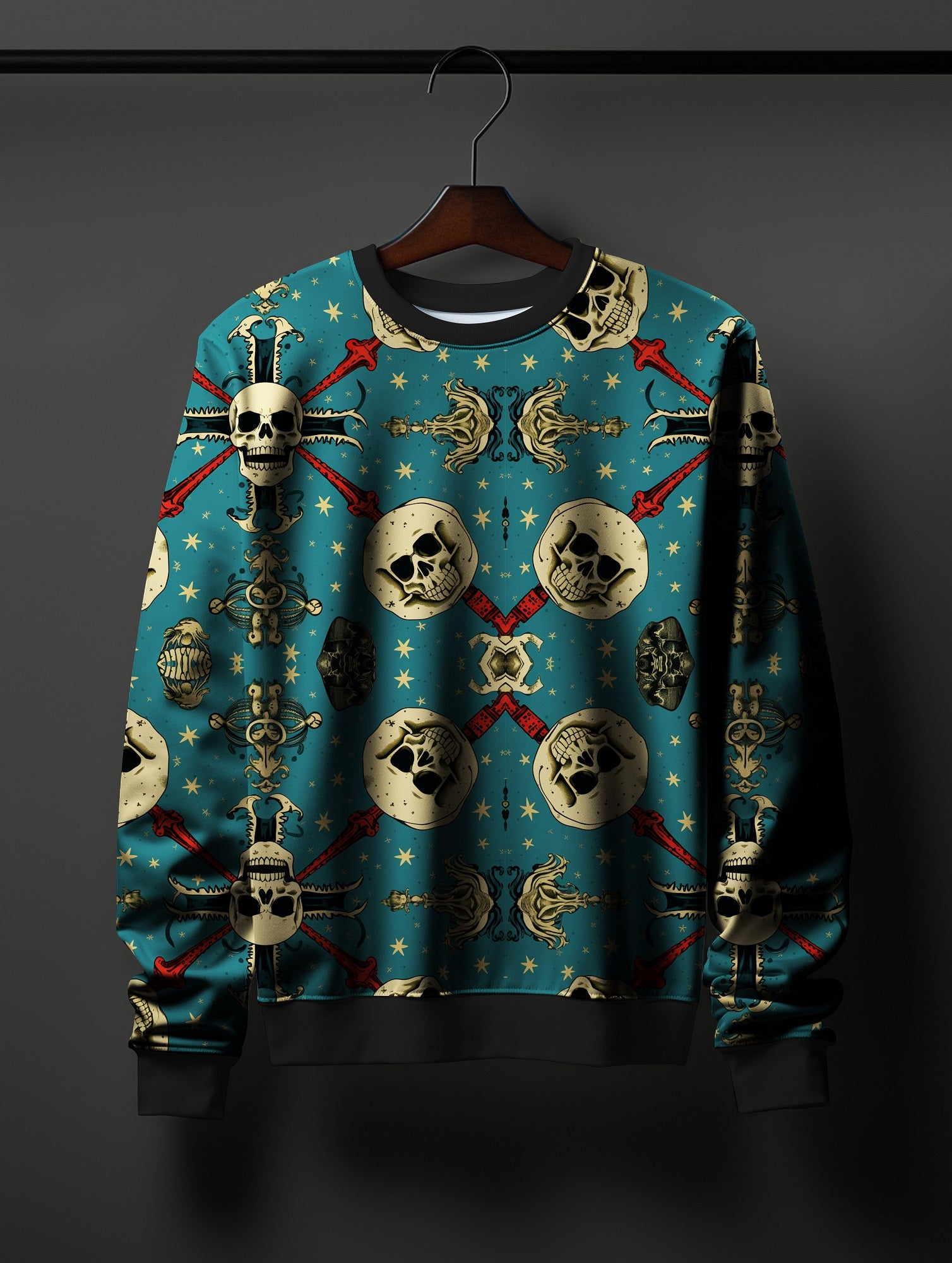 Alive Skeleton Printed Sweatshirt - SQUIREHOOD
