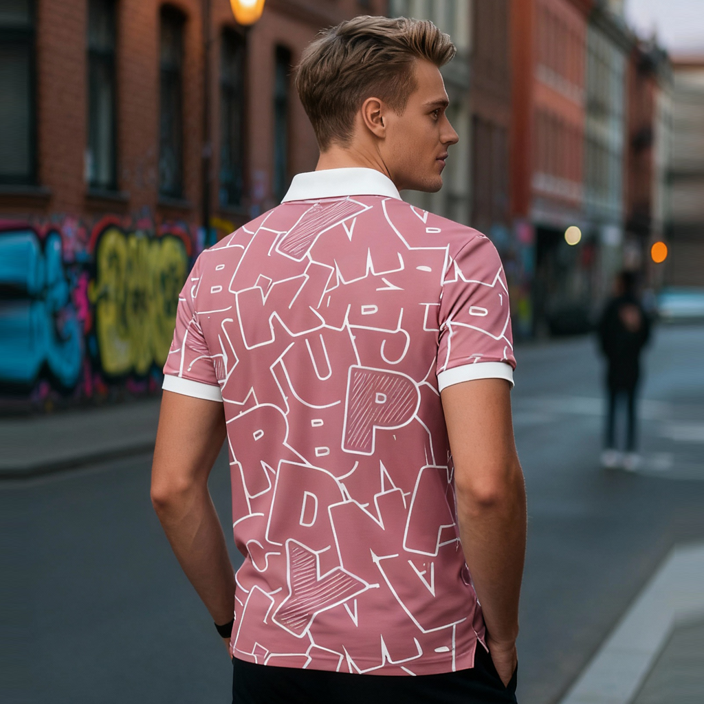 Alphabets Pink Polo T-Shirt