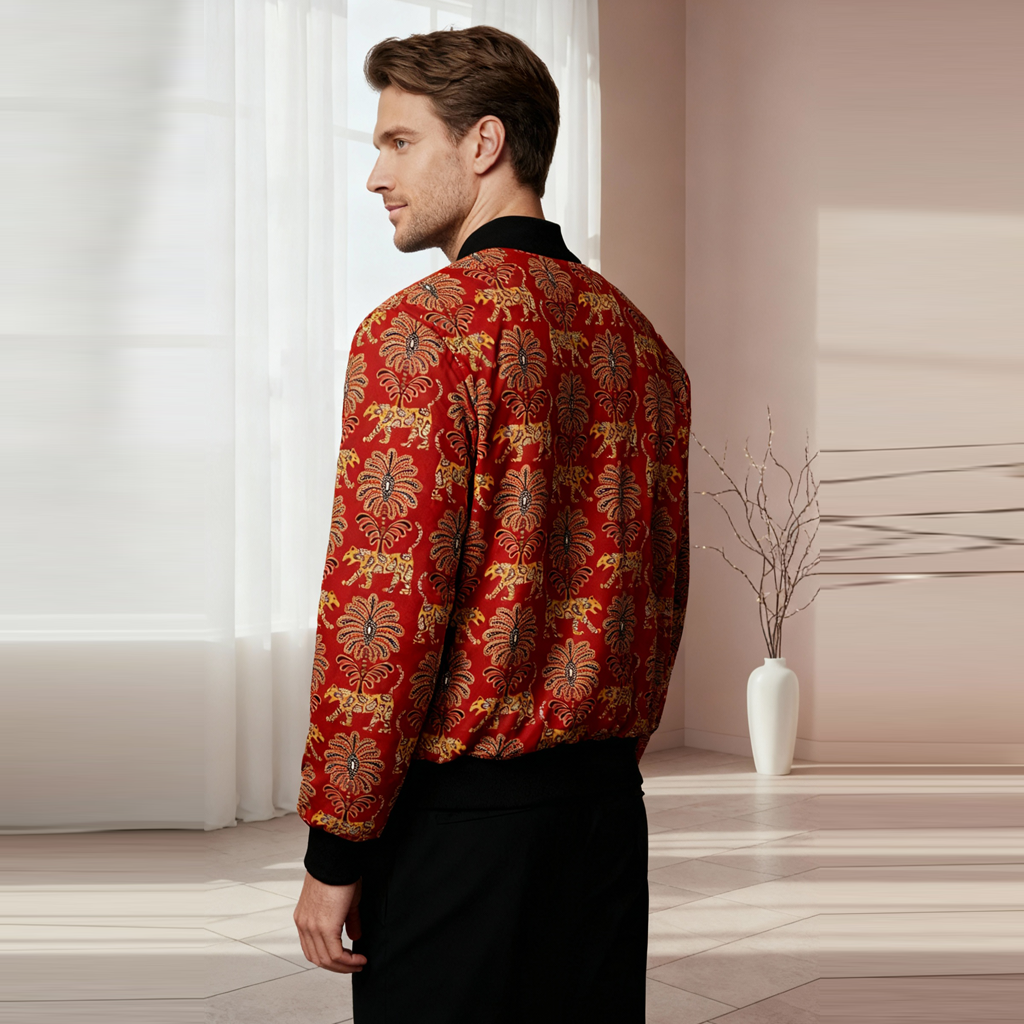 Animal Art Red Bomber Jacket Back